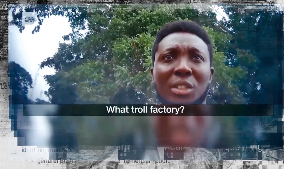 Picture of Seth Boampong Wiredu asking 'what troll factory?'.