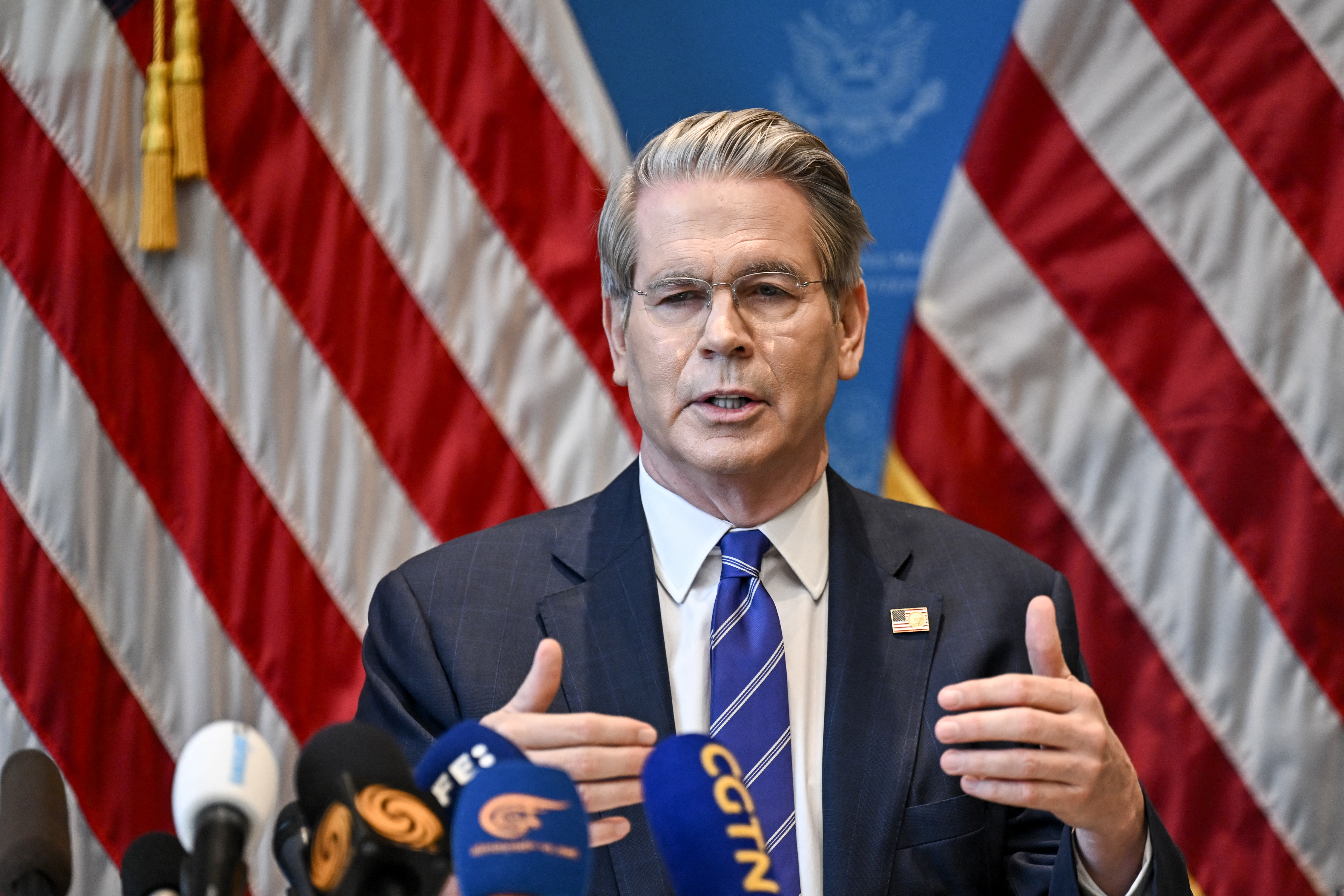 US Treasury Secretary Scott Bessent speaks during a news conference.