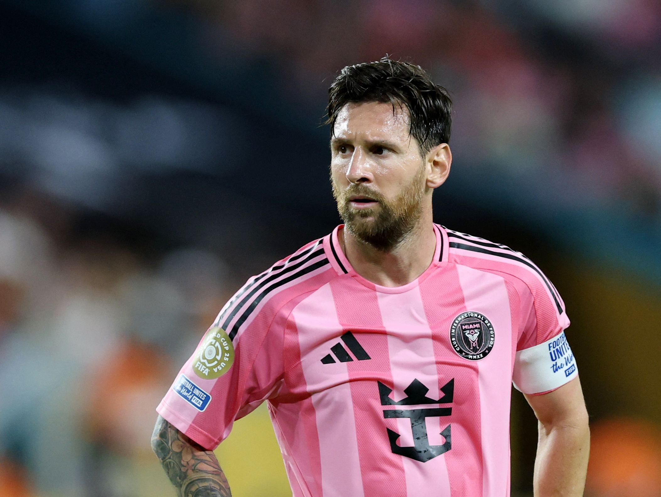 Football - Club World Cup - Group A - Al Ahly v Inter Miami CF - Hard Rock Stadium, Miami Gardens, Florida, U.S. - June 14, 2025 Inter Miami CF's Lionel Messi