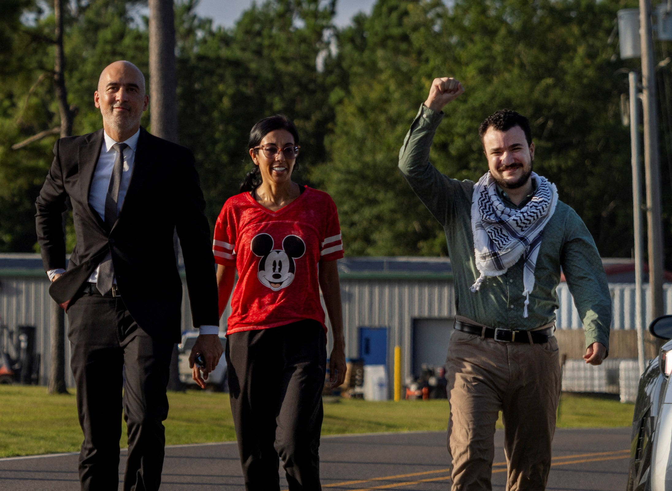Columbia University graduate student Mahmoud Khalil gestures as he is released from immigration custody in Jena, Louisiana, U.S. June 20, 2025. REUTERS/Kathleen Flynn TPX IMAGES OF THE DAY