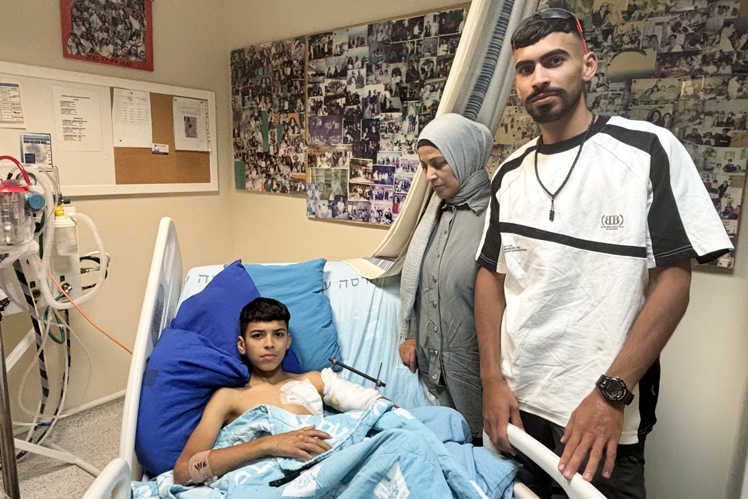 Iyas, Nisreen and Amir in hospital.