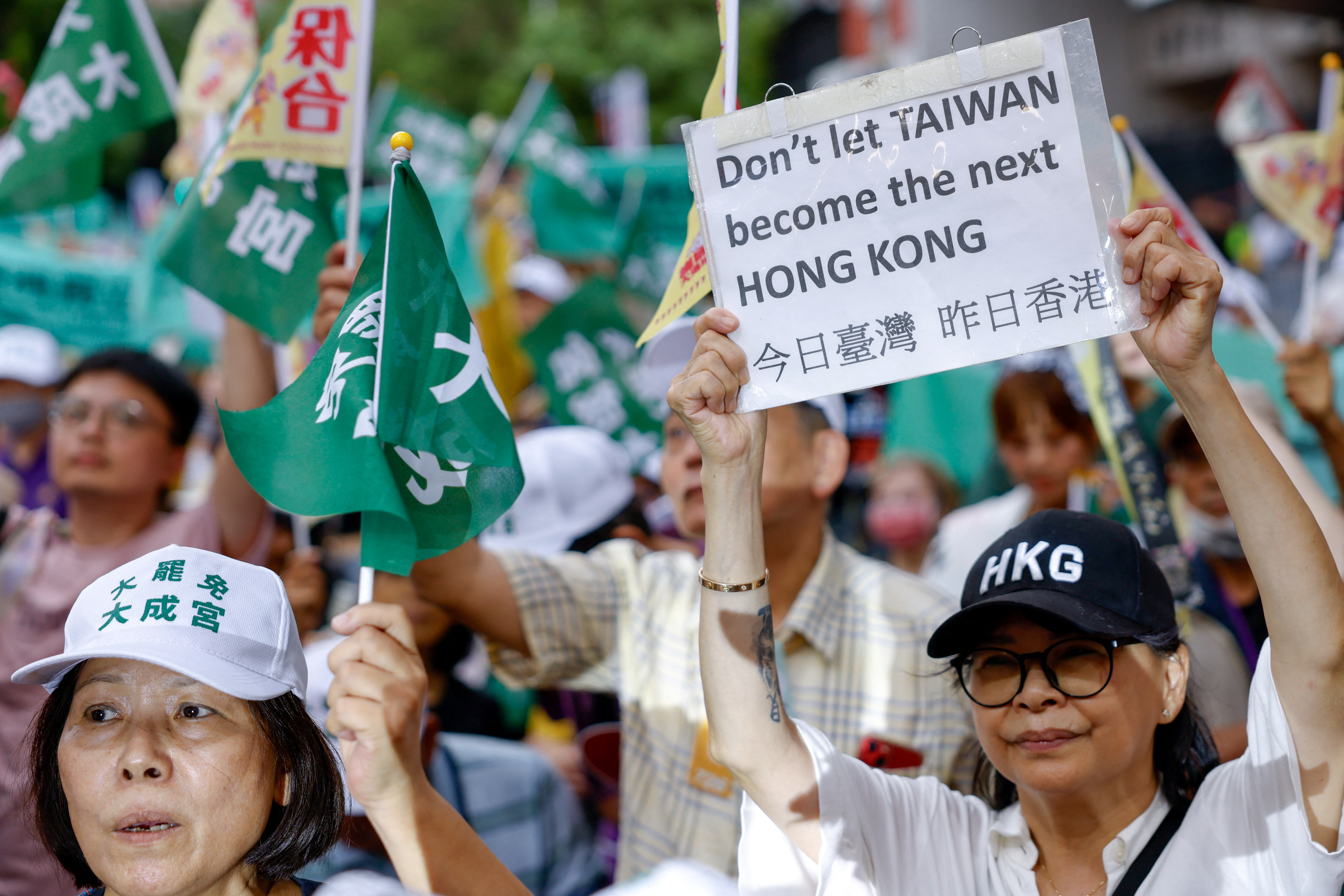 Supporters of the recall movement gather in Taipei, Taiwan July 19, 2025. REUTERS/Ann Wang
