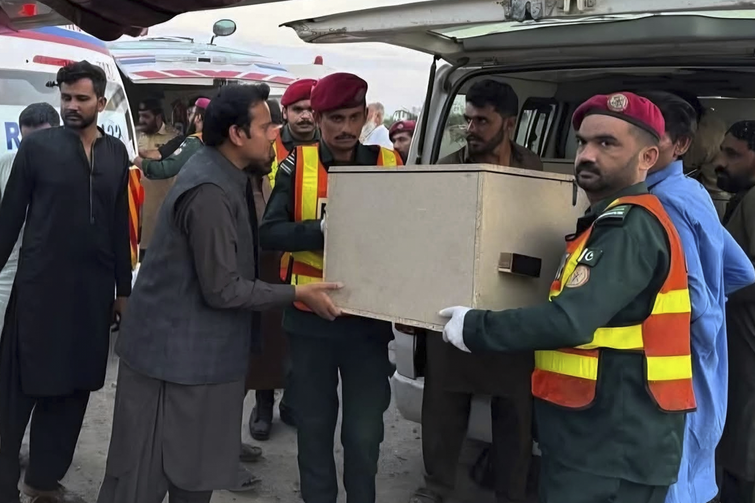 Casket of victim in Pakistan attack.