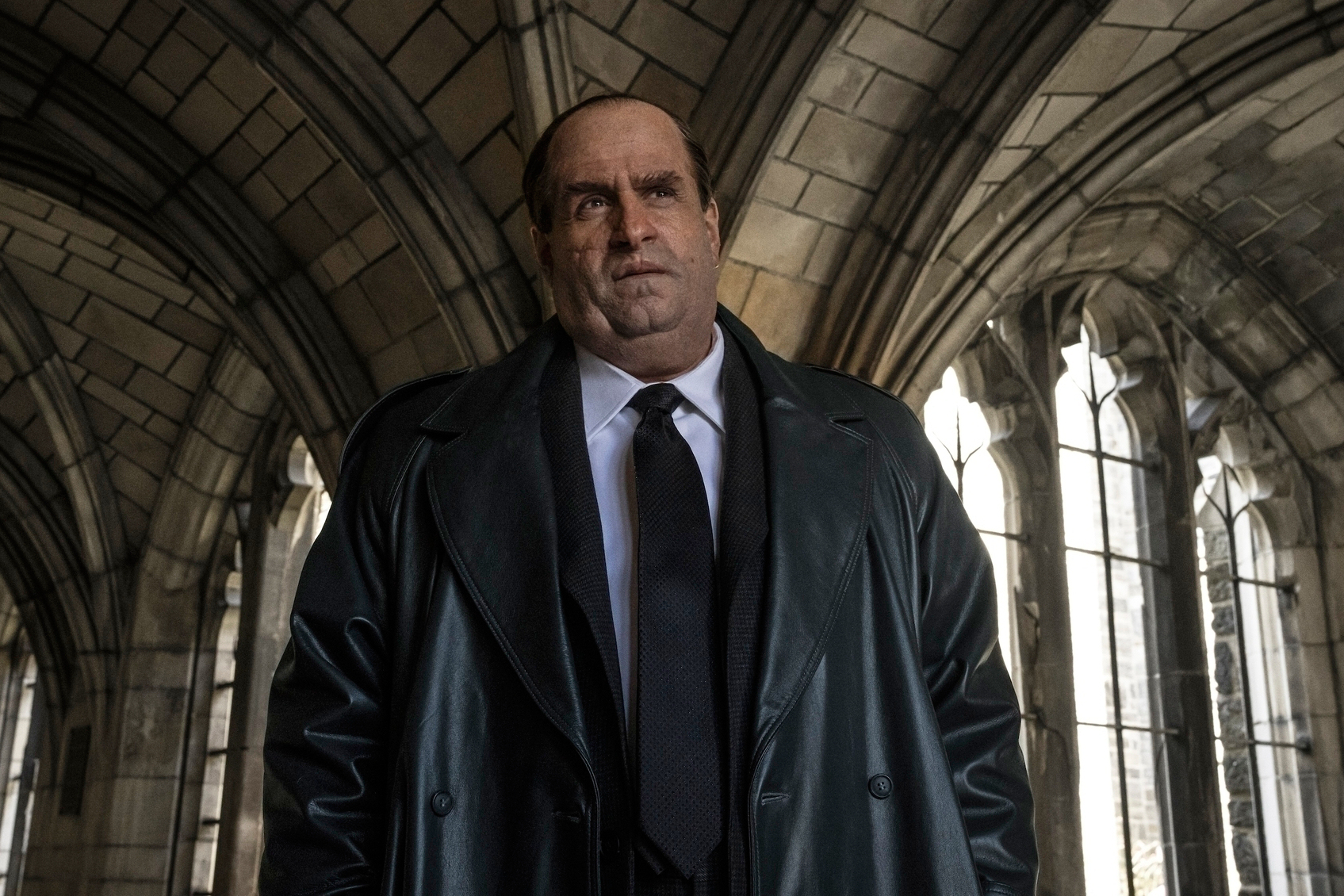 This image released by HBO shows Colin Farrell in a scene from the Penguin