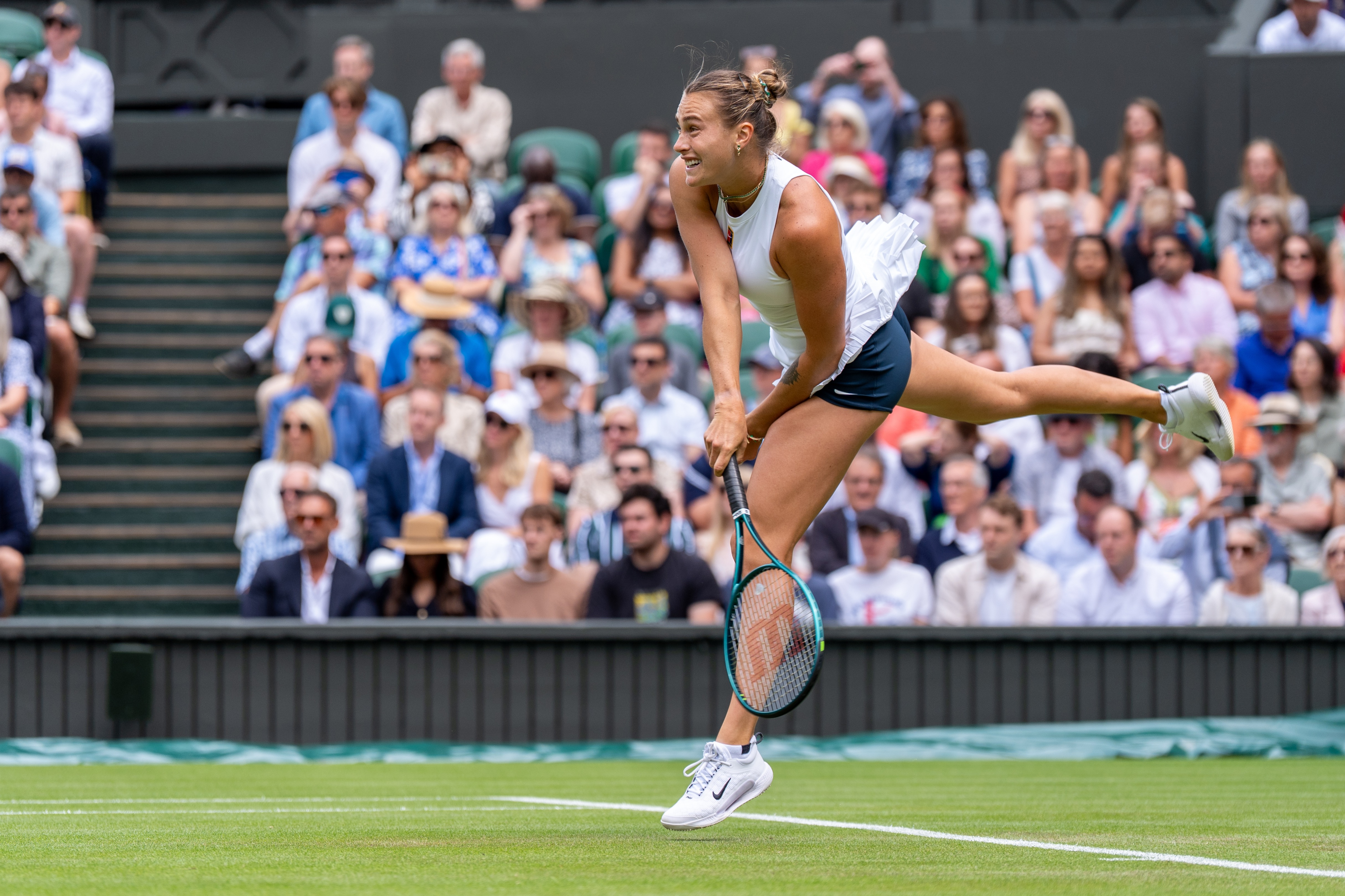 Aryna Sabalenka of Belarus during Day Three of The Championships Wimbledon 2025 