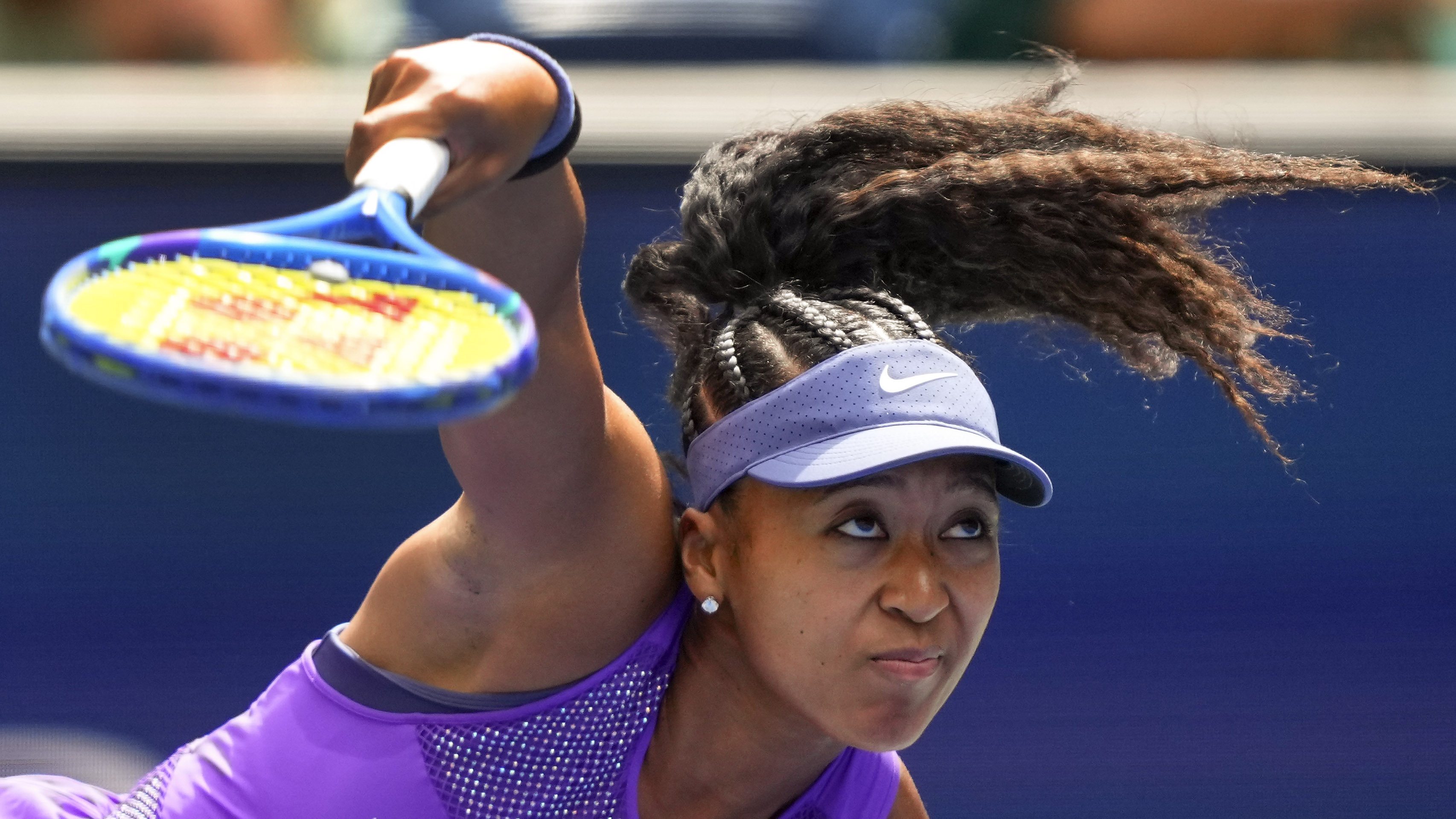 Naomi Osaka, of Japan, serves to Hailey Baptiste, of the United States, during the second round of the U.S. Open tennis