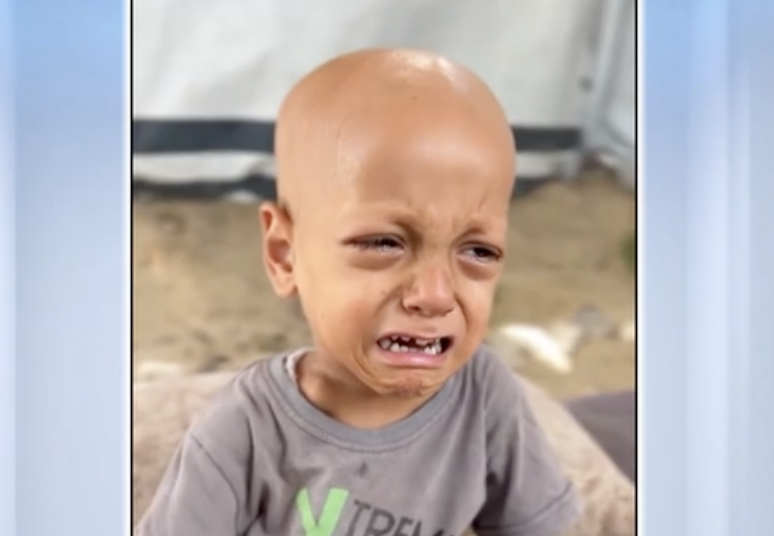 A still from the video of Abdullah screaming in hunger