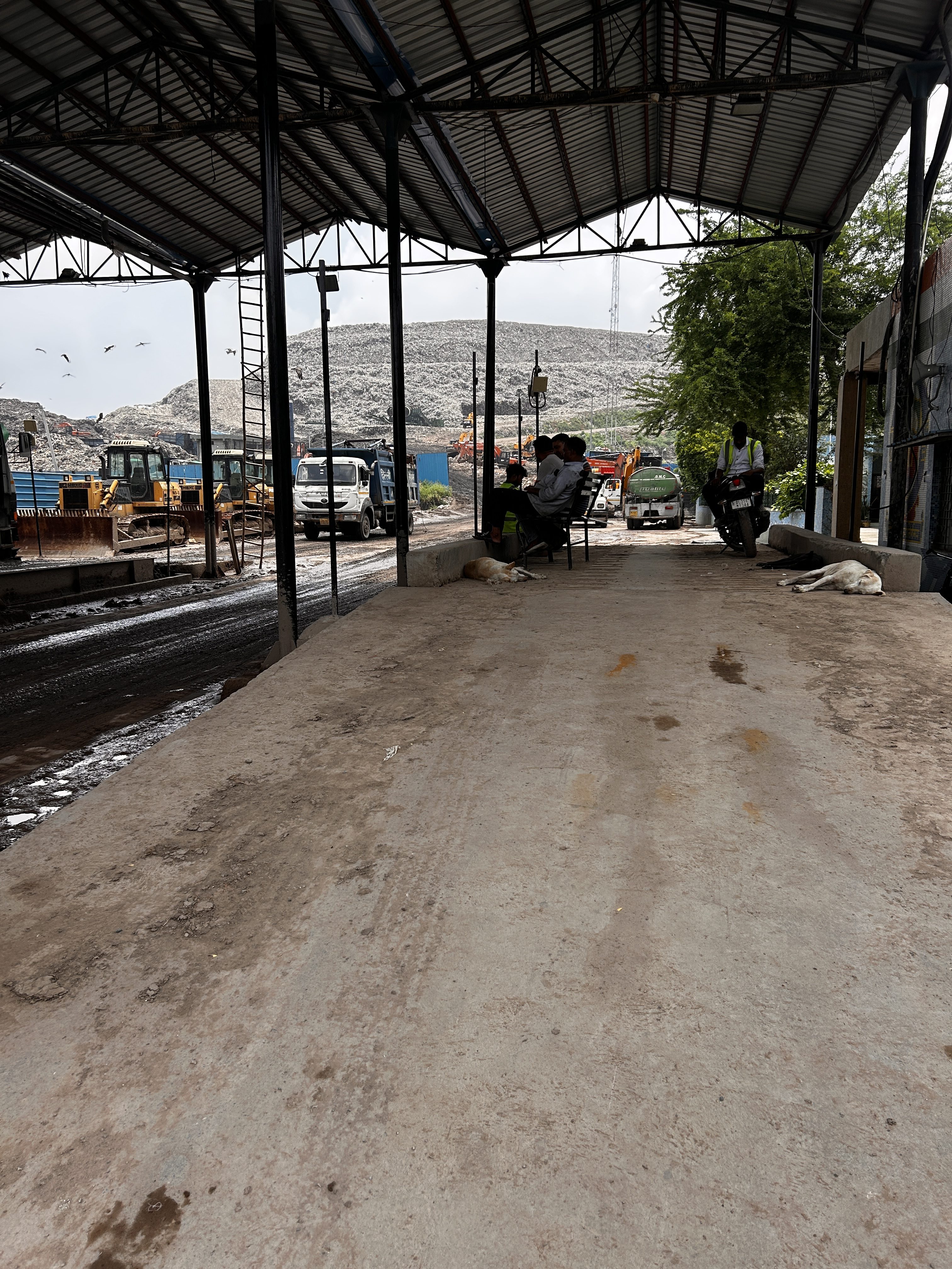 The entrance to the Ghazipur landfill, through which all the trucks carrying the city’s waste enter