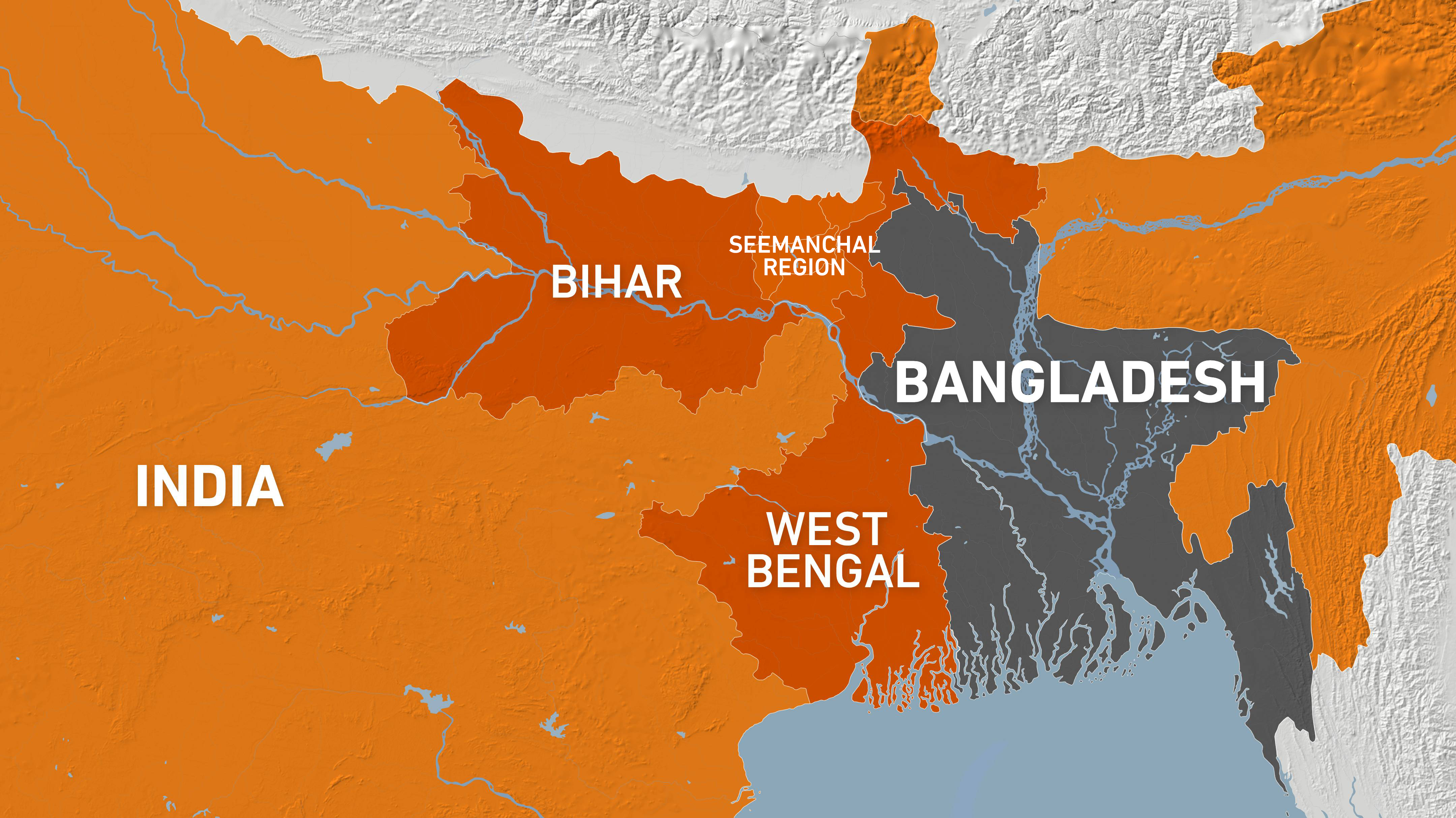 Bihar Seemanchal map West Bengal Bangladesh