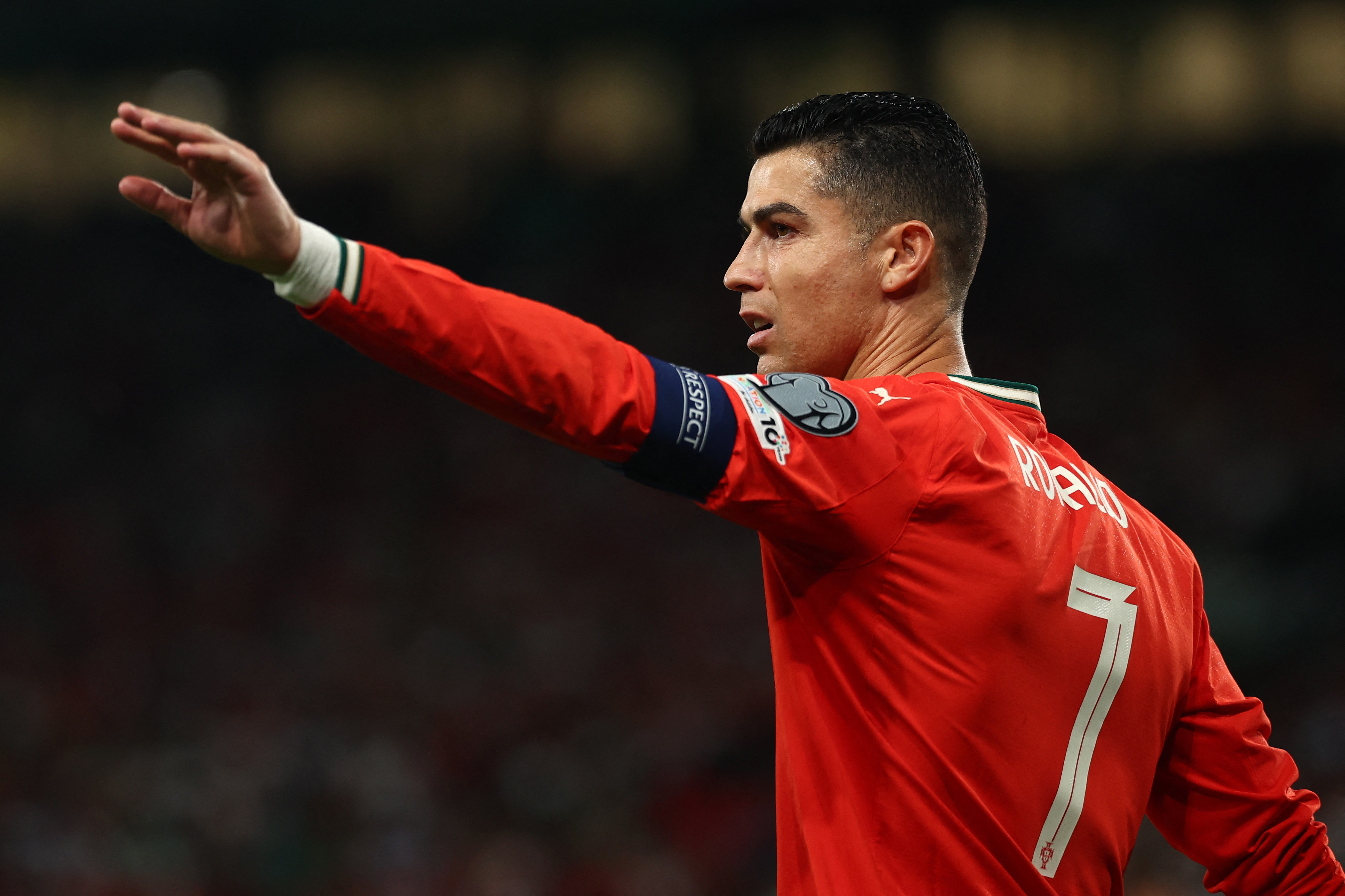 Cristiano Ronaldo reacts.