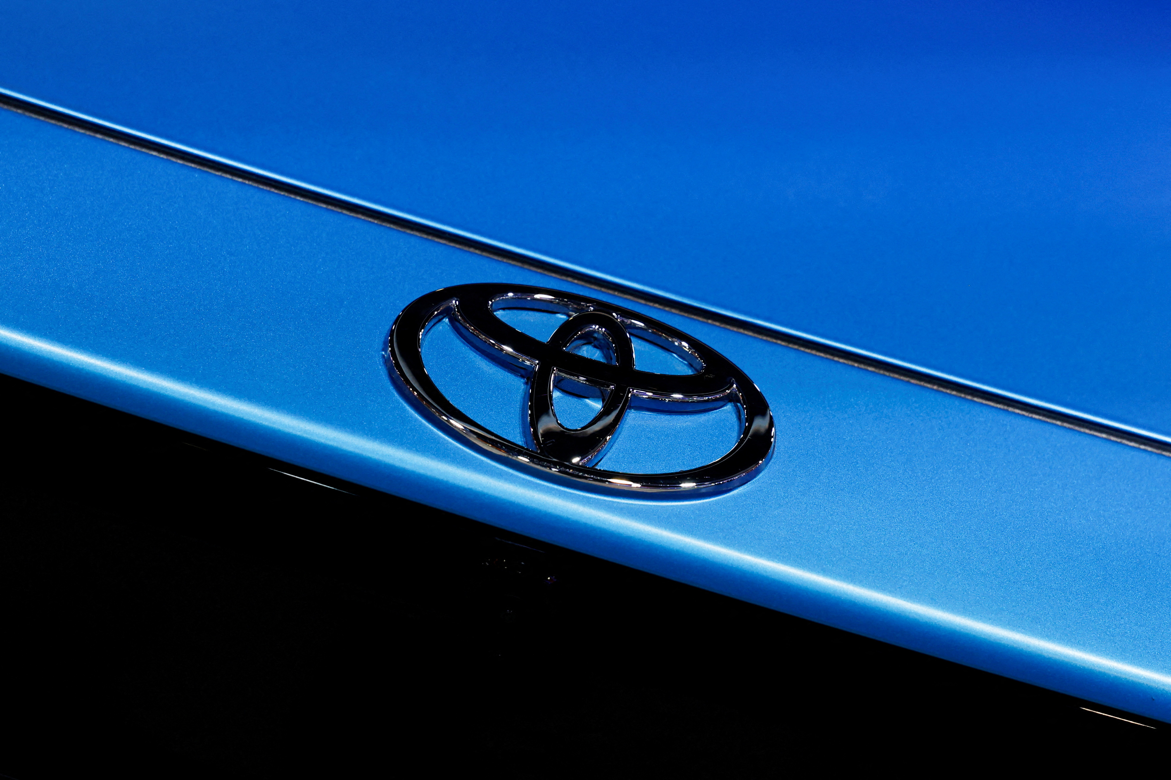 Toyota’s stock is trending up in midday trading. The car company’s stock is up by about 0.4 percent [File: Priyanshu Singh/Reuters]