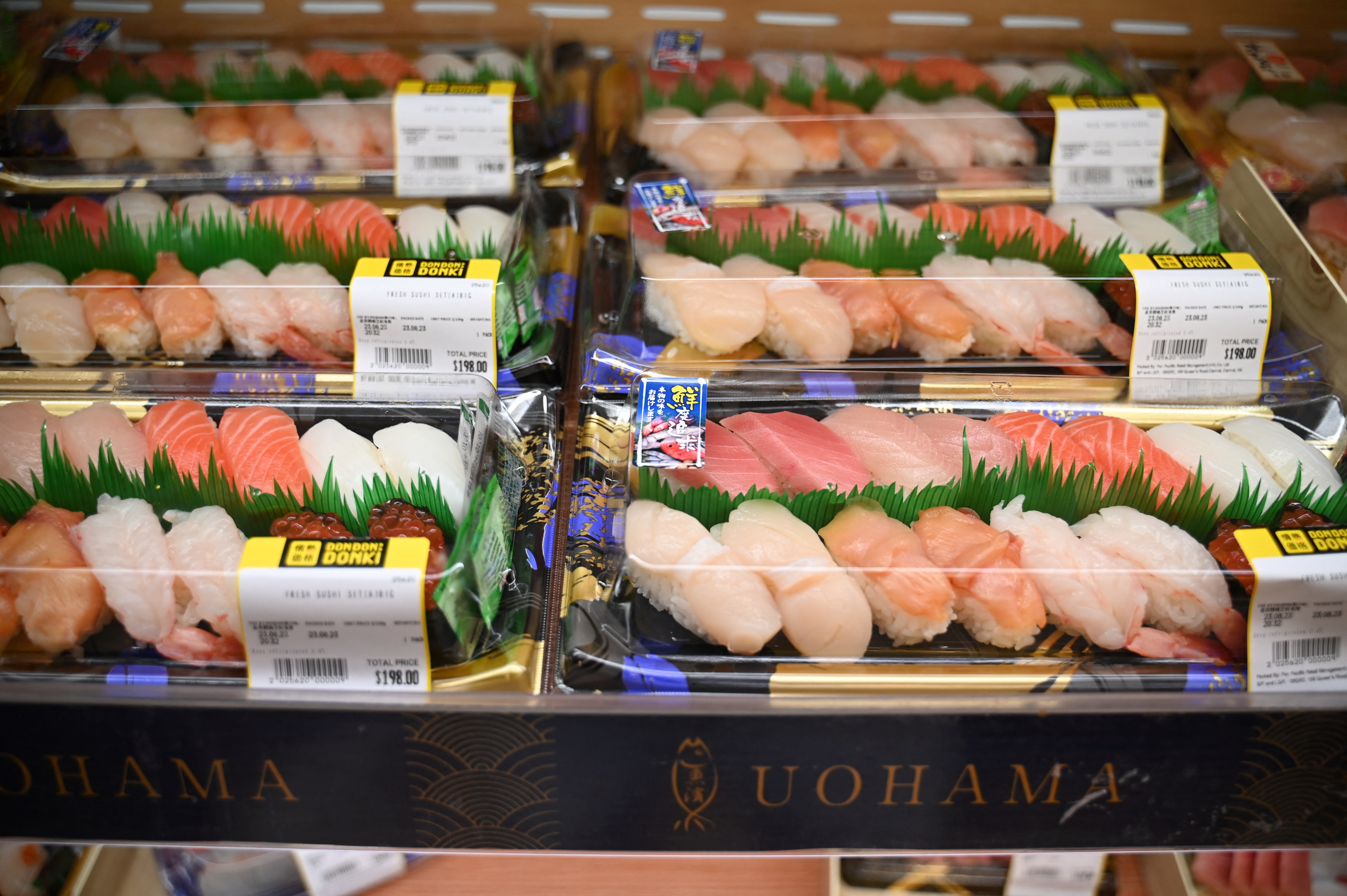 Fish from Japan is seen in a Japanese supermarket in Hong Kong