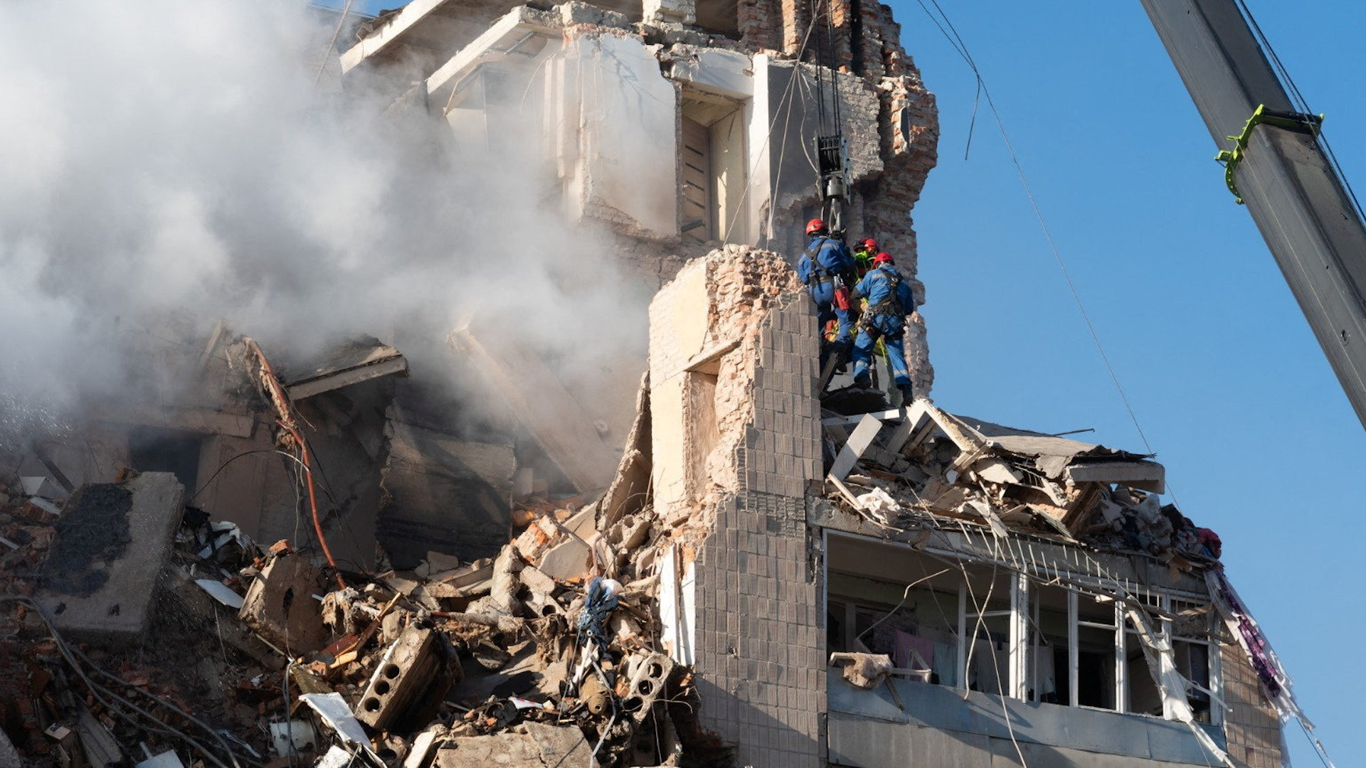 Rescuers work at the site of the apartment building hit by a morning Russian missile strike, amid Russia's attack on Ukraine, in Ternopil, Ukraine in this handout picture released on Nov. 19, 2025. [State Emergency Service of Ukraine/Reuters]