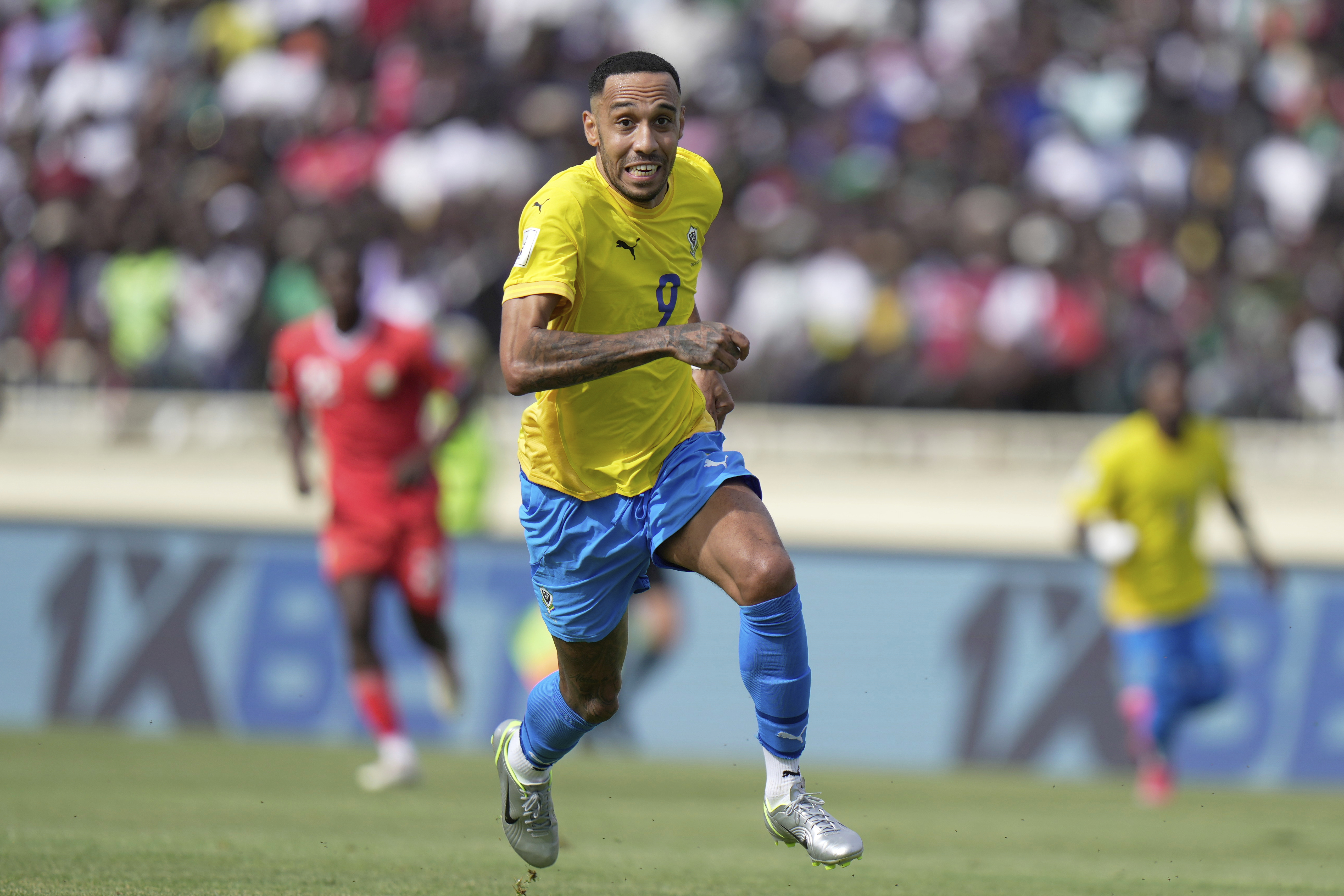 Gabon's Pierre-Emerick Aubameyang runs during a match.