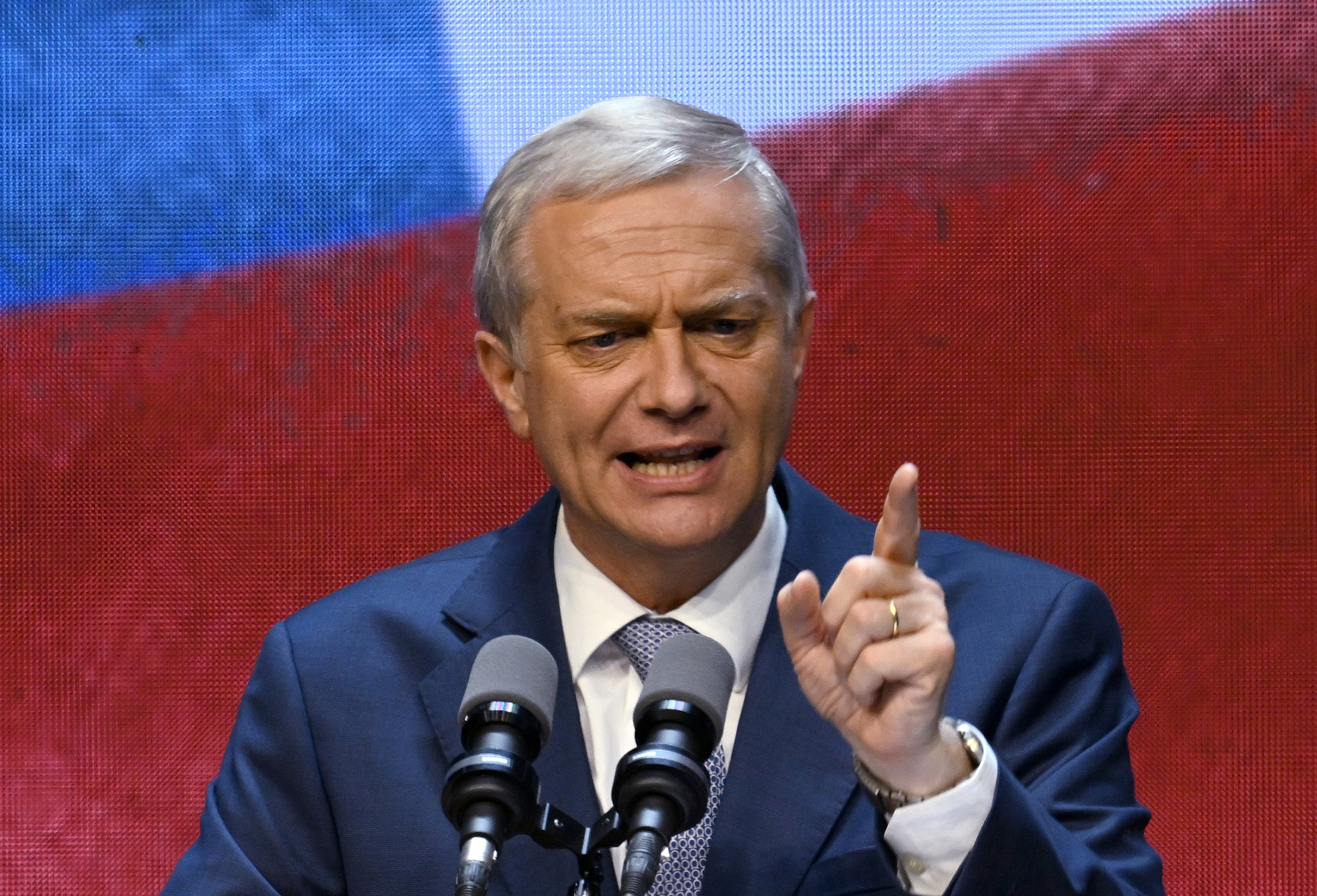 Chile's presidential candidate Jose Antonio Kast, of the Partido Republicano party, gives a speech as he celebrates the results of the presidential runoff election in Santiago on December 14, 2025.
