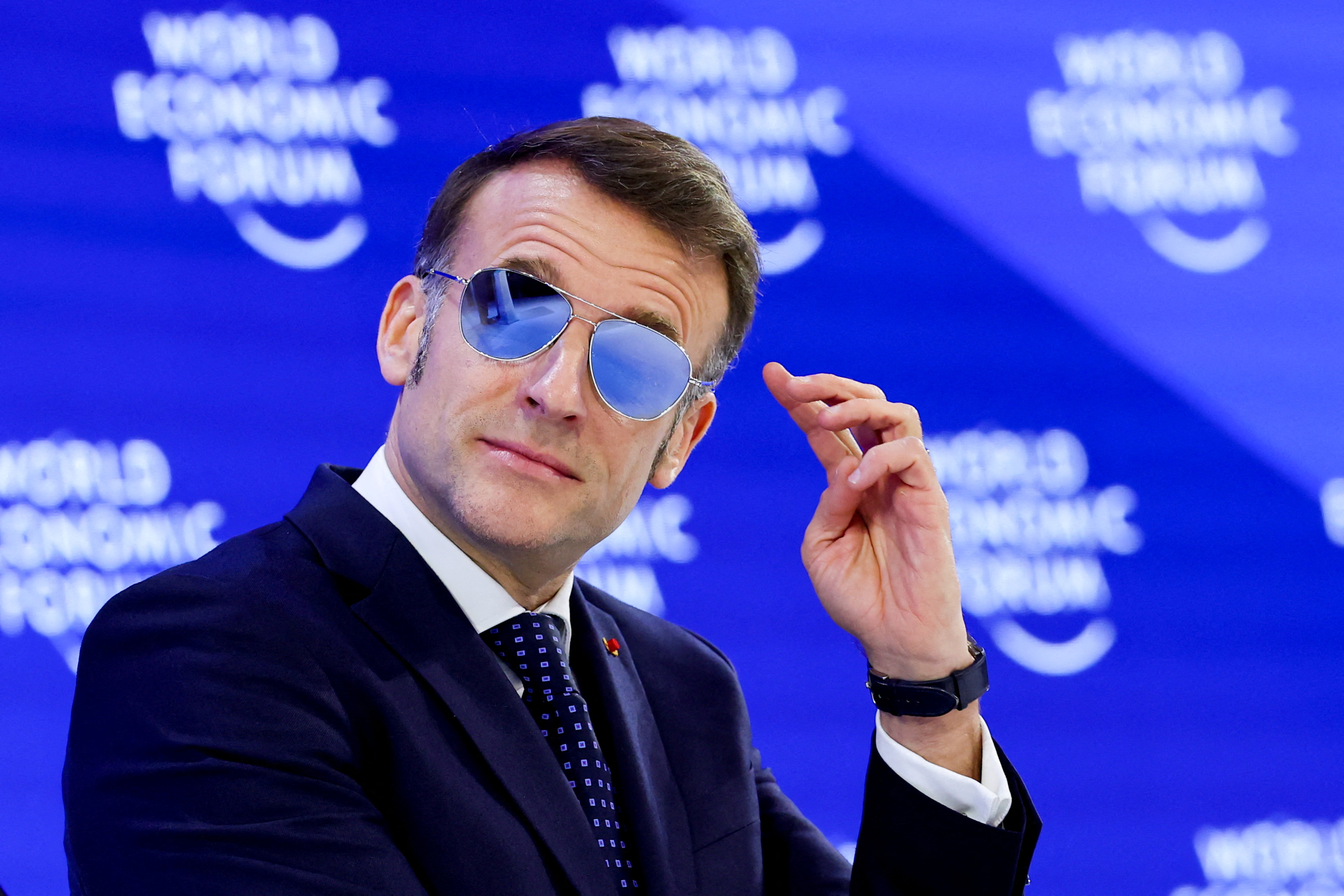 France's President Emmanuel Macron attends the 56th annual World Economic Forum