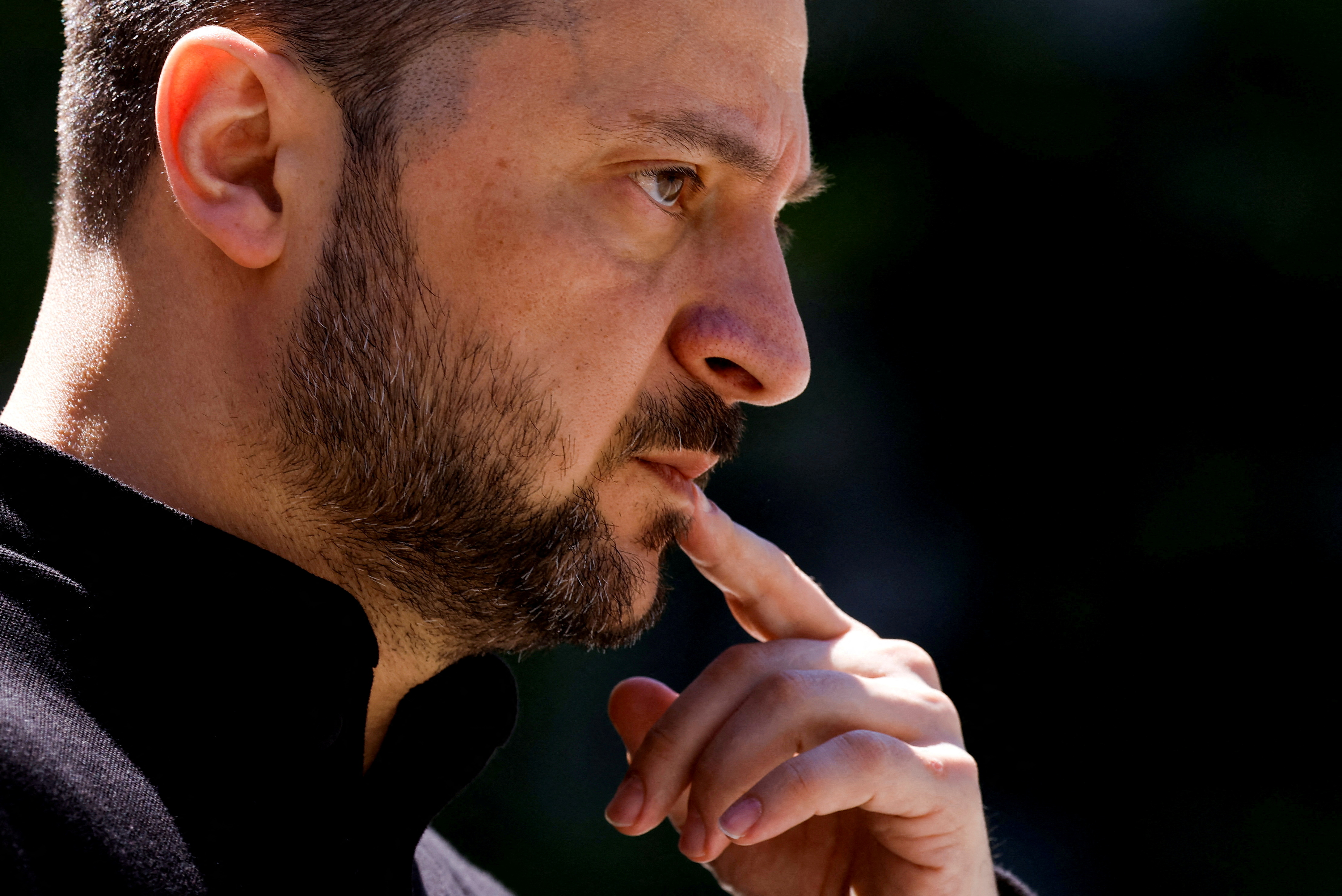 Ukrainian President Volodymyr Zelenskiy reacts on the day of a visit at the defence ministry for a meeting with military equipment industries in Paris, France June 7, 2024. REUTERS/Christian Hartmann/Pool TPX IMAGES OF THE DAY