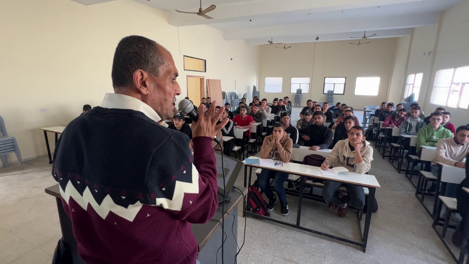 University students at the Islamic University campus in Gaza City after partially resuming face-to-face learning at IUG [Mustafa Salah/Al Jazeera]