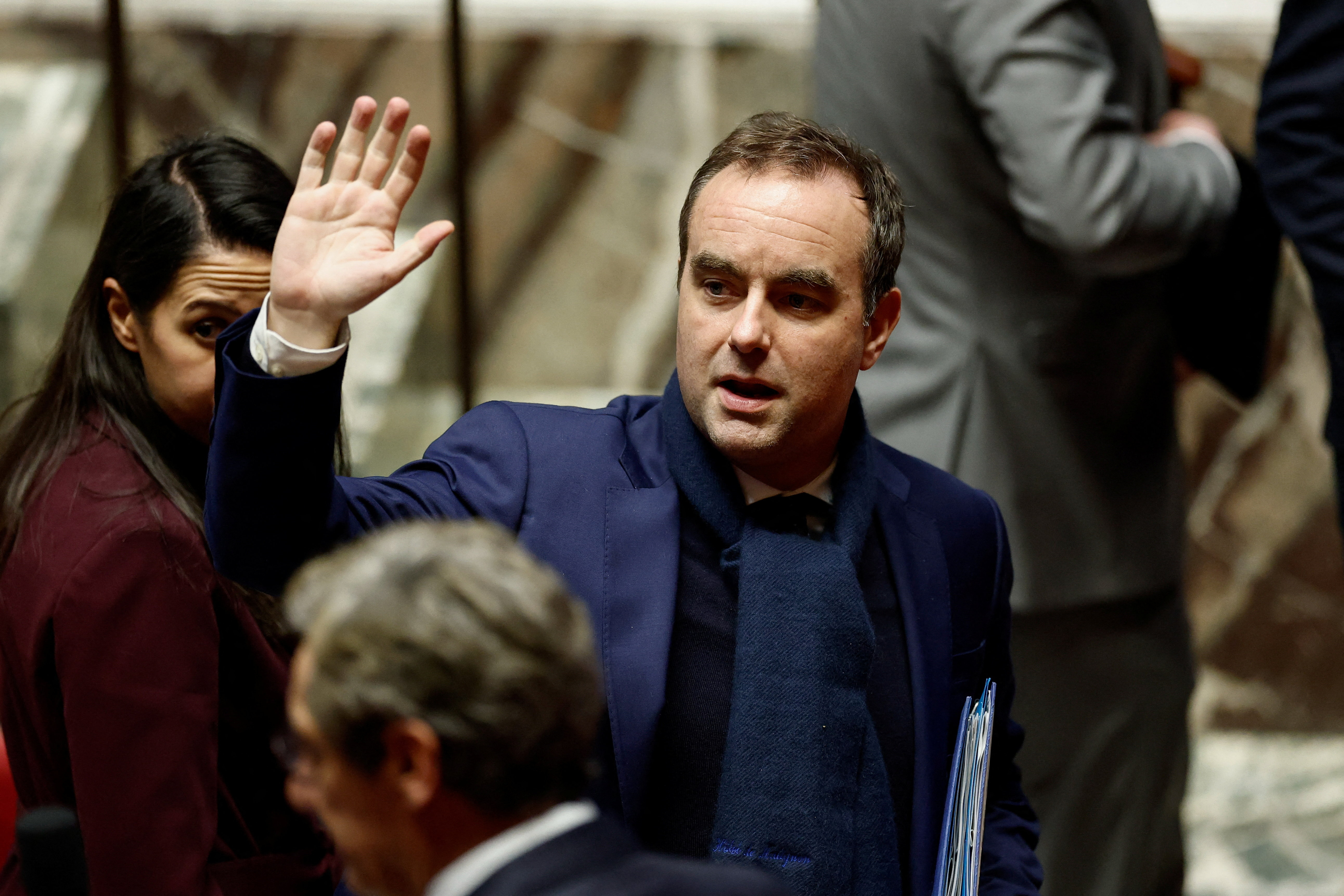 French Prime Minister Sebastien Lecornu reacts after the result of the second vote on a no-confidence motion against the French government at the National Assembly in Paris, France, February 2, 2026. REUTERS/Benoit Tessier