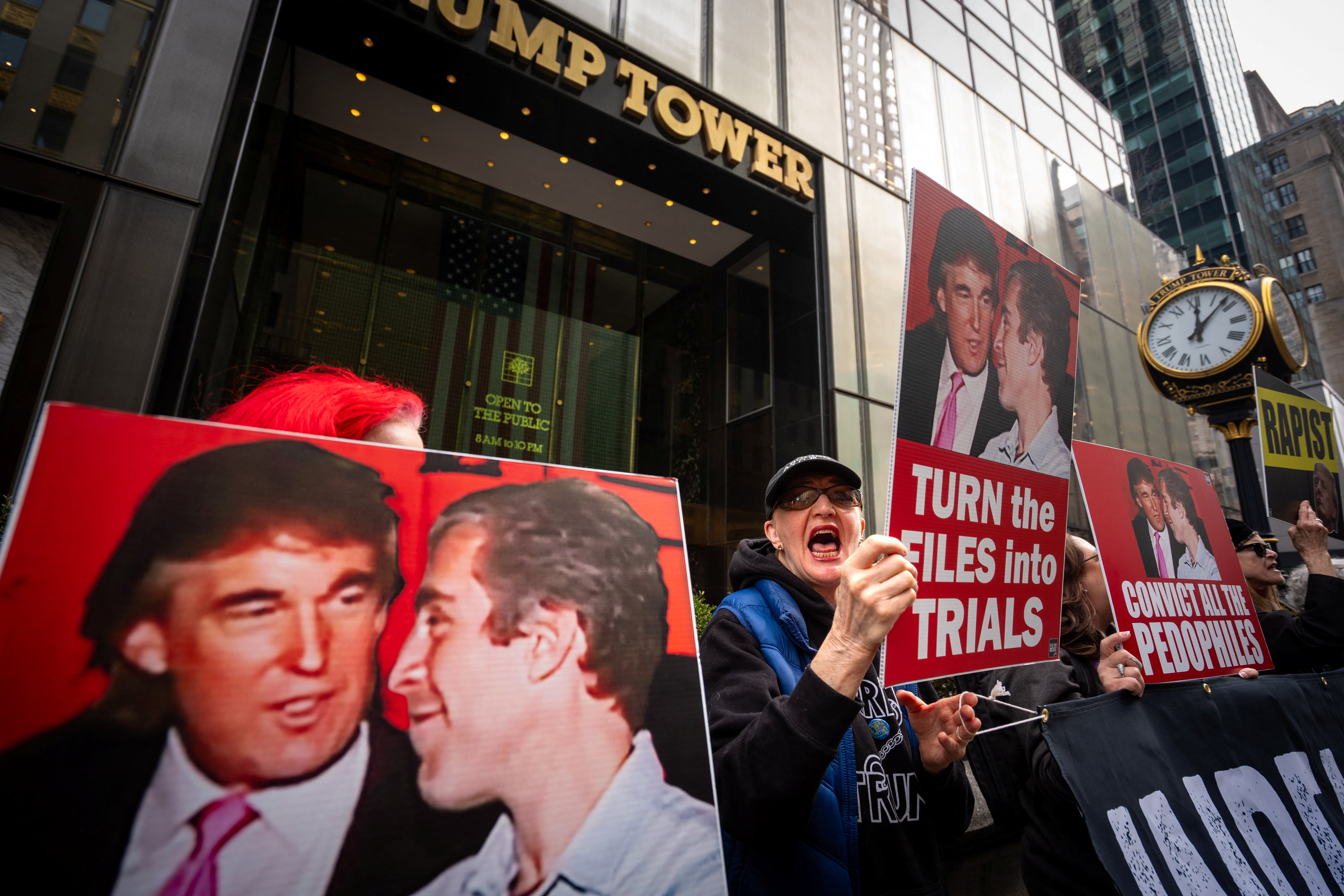People protest outside Trump Tower