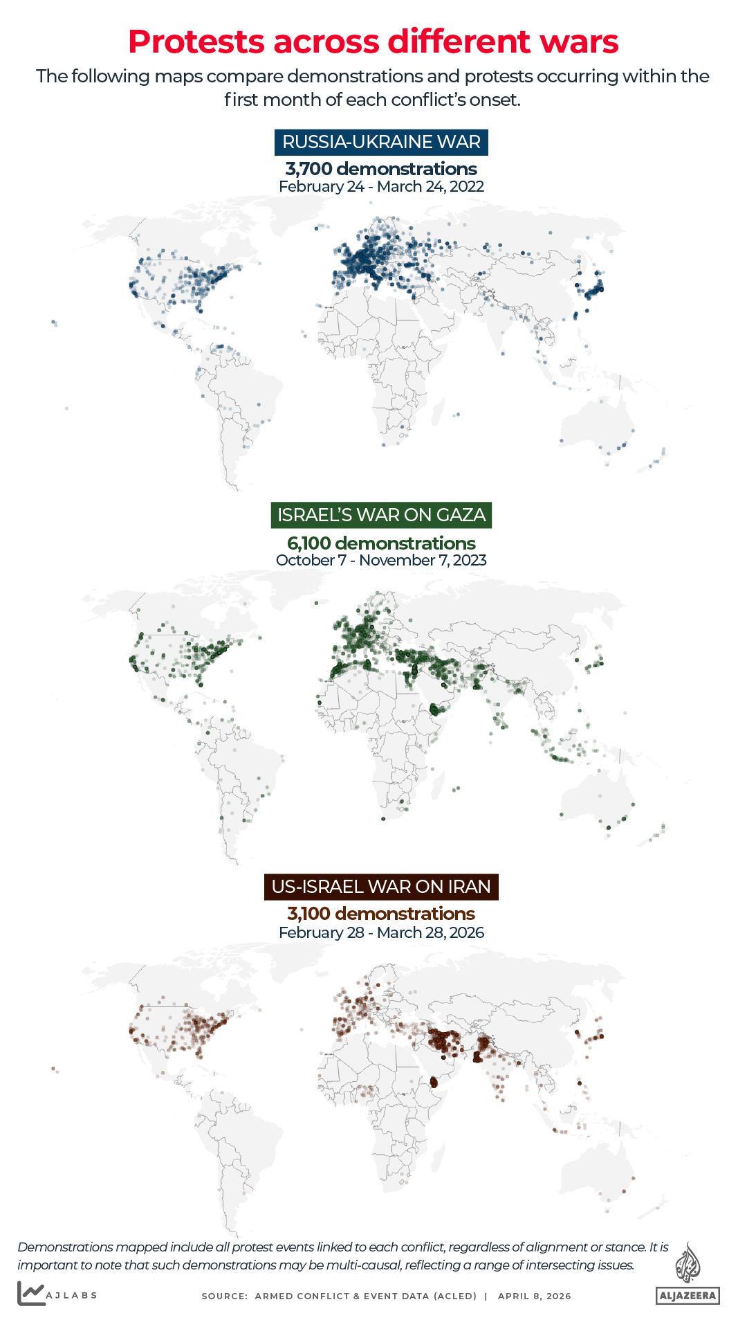 Anti-war protests Iran, Gaza, Ukraine