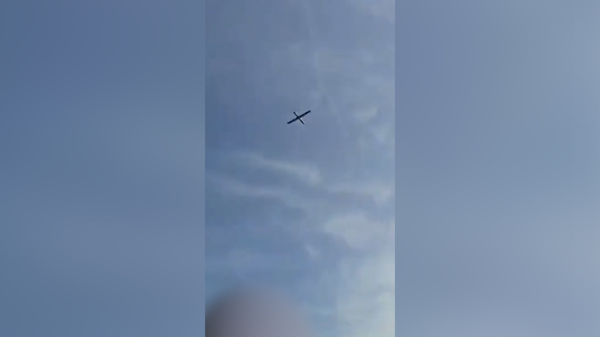 A drone flies over northern Israel’s Nahariya on April 14, 2026. [Screenshot via social media]