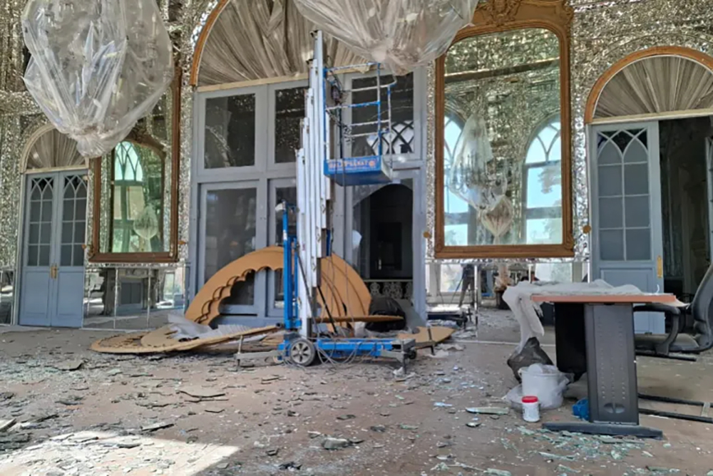 The aftermath of the bombing that struck the Gulistan Palace