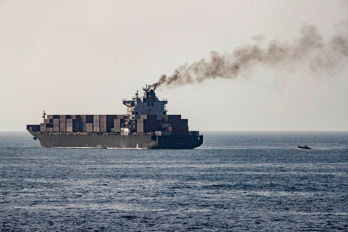 US vessels patrol near the Iranian-flagged cargo ship MV Touska