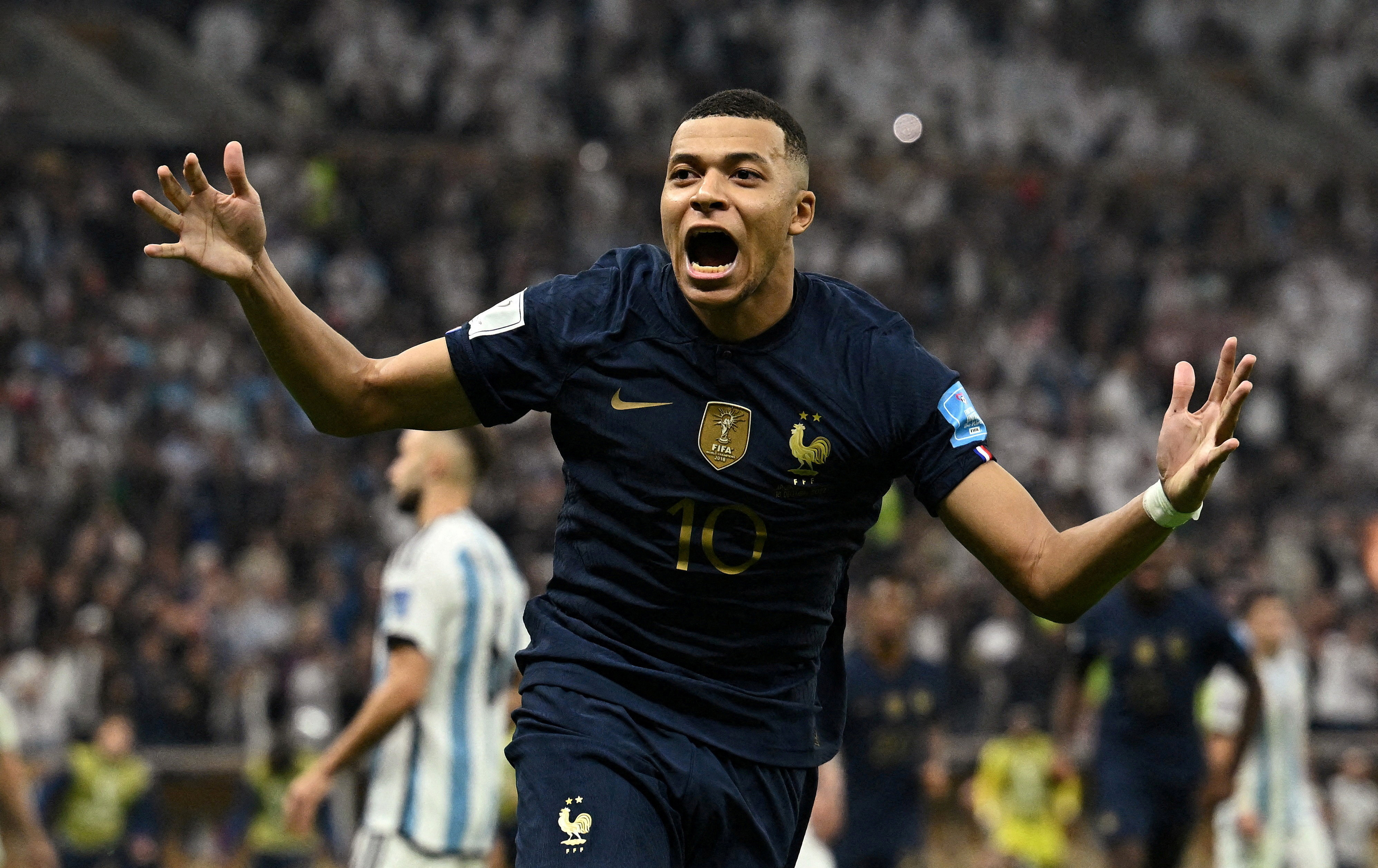 Kylian Mbappe celebrates 