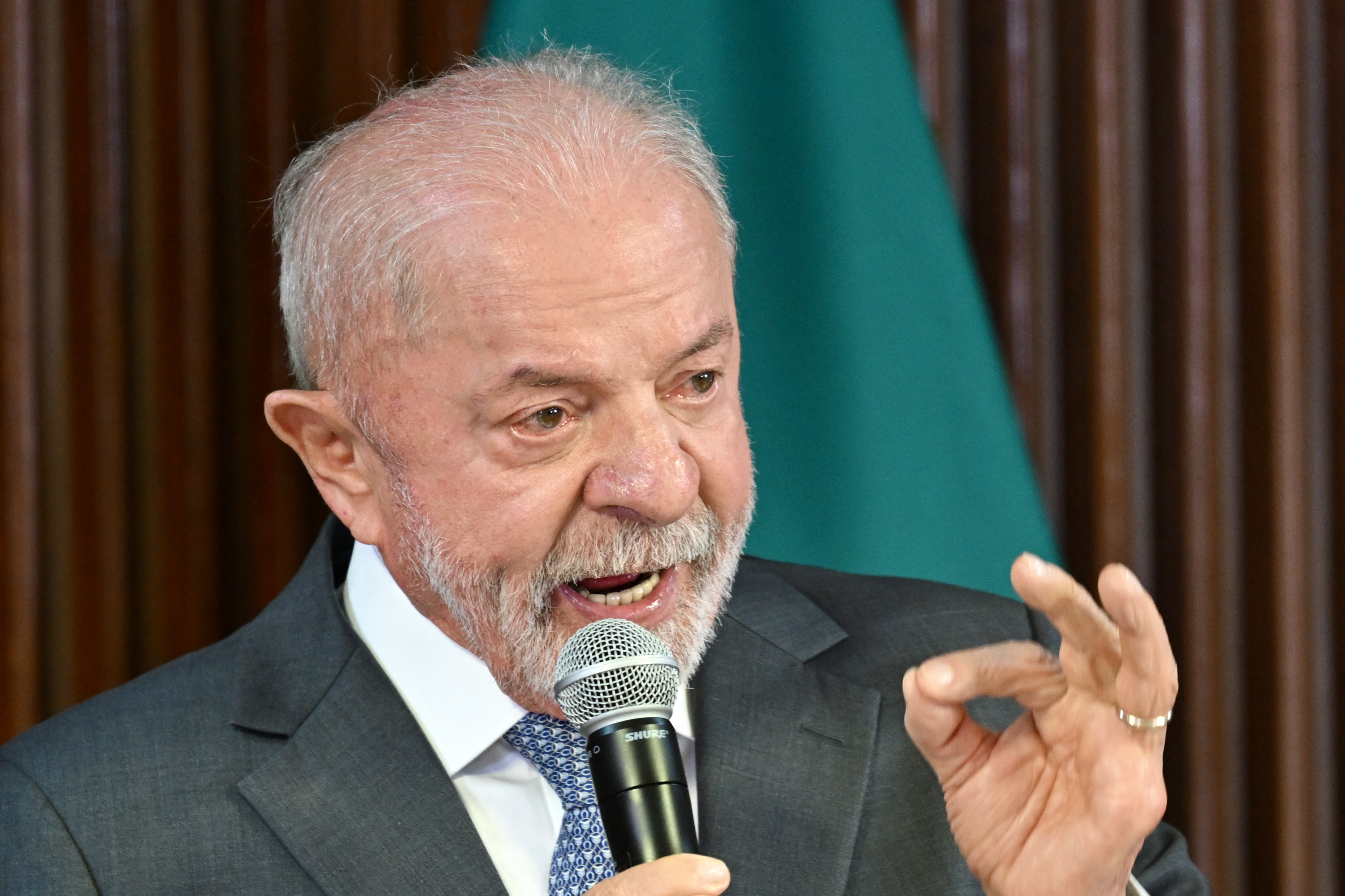 Brazil’s President Luiz Inacio Lula da Silva gestures as he speaks during a ministerial meeting at Planalto Palace in Brasilia, on June 3, 2026. (Photo by Evaristo Sa / AFP)