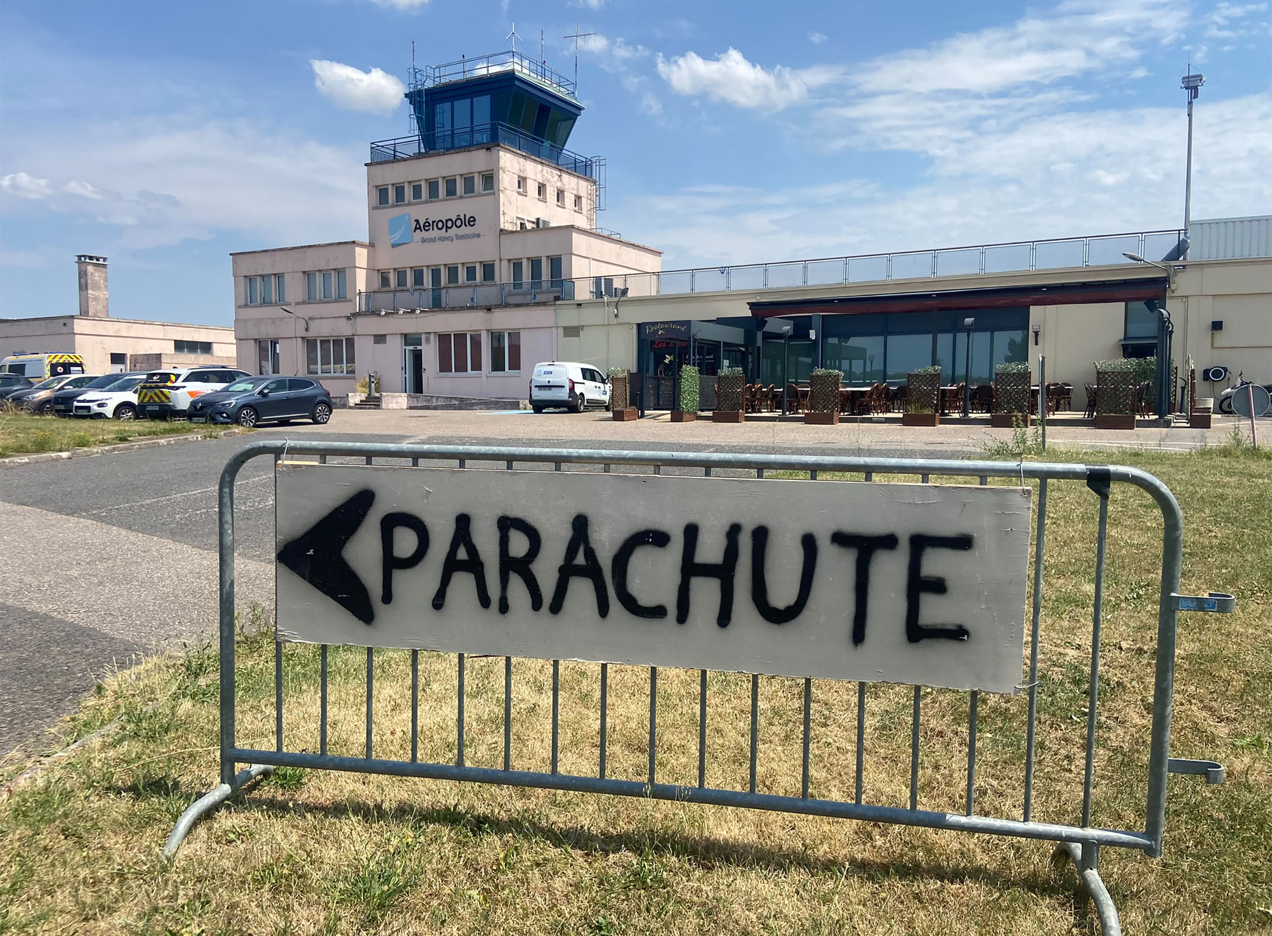 A photo shows the Nancy-Tomblaine aerodrome following the crash of a Pilatus PC-6 light aircraft in Tomblaine, on the outskirts of Nancy, eastern France on June 28, 2026.