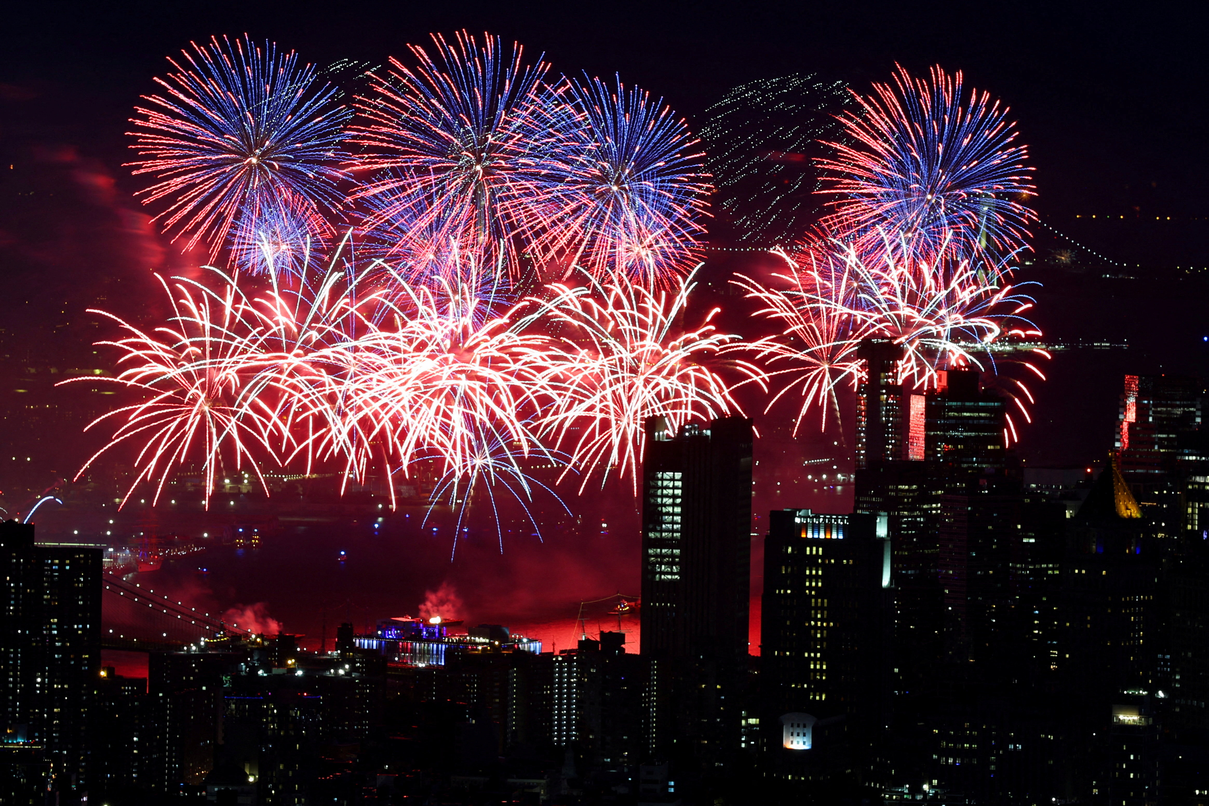 Macy's Fourth of July fireworks explode as the United States celebrates its 250th anniversary on Independence Day in New York City, U.S., July 4, 2026.
