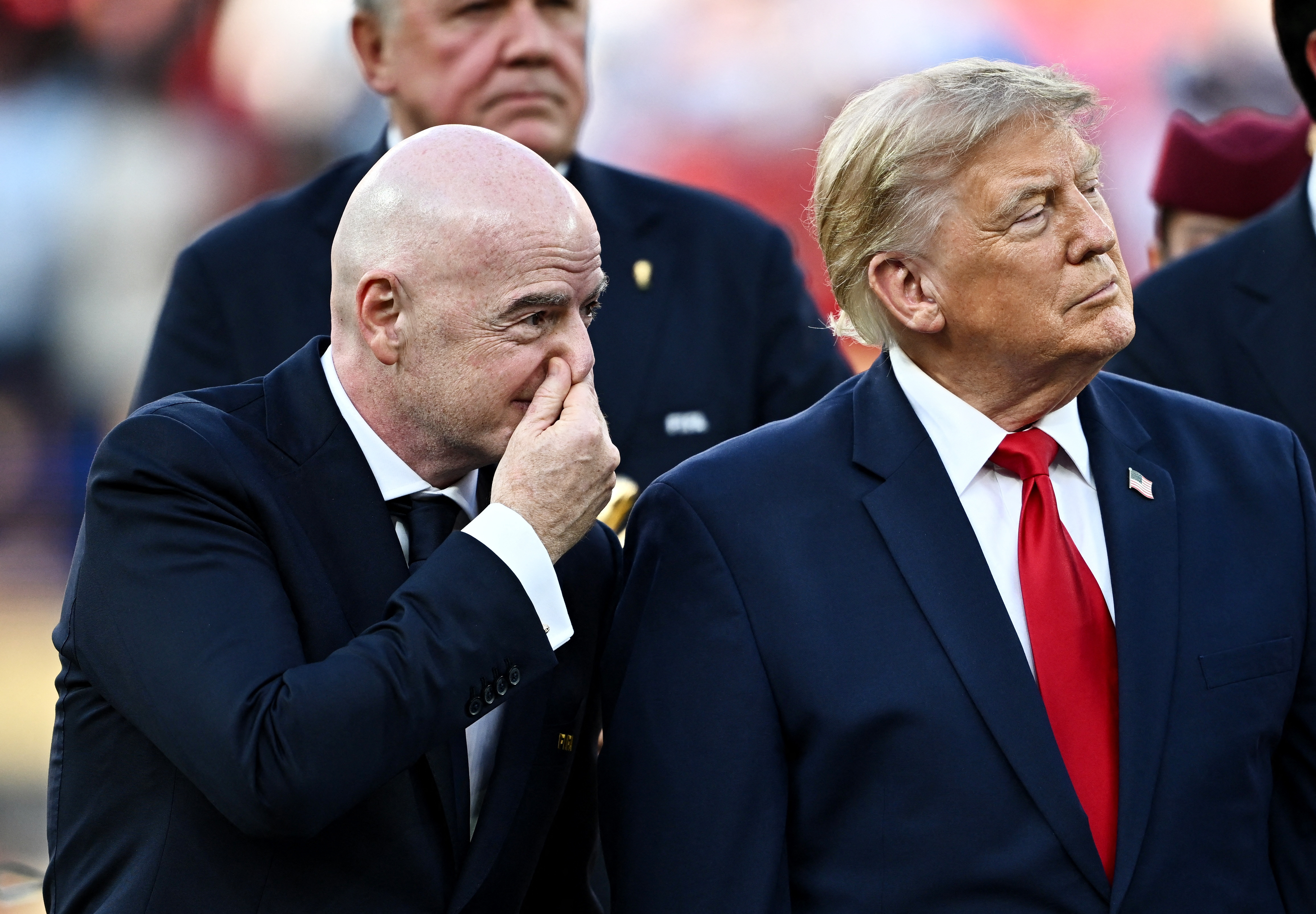 U.S. President Donald Trump and FIFA President Gianni Infantino during the World Cup trophy presentation