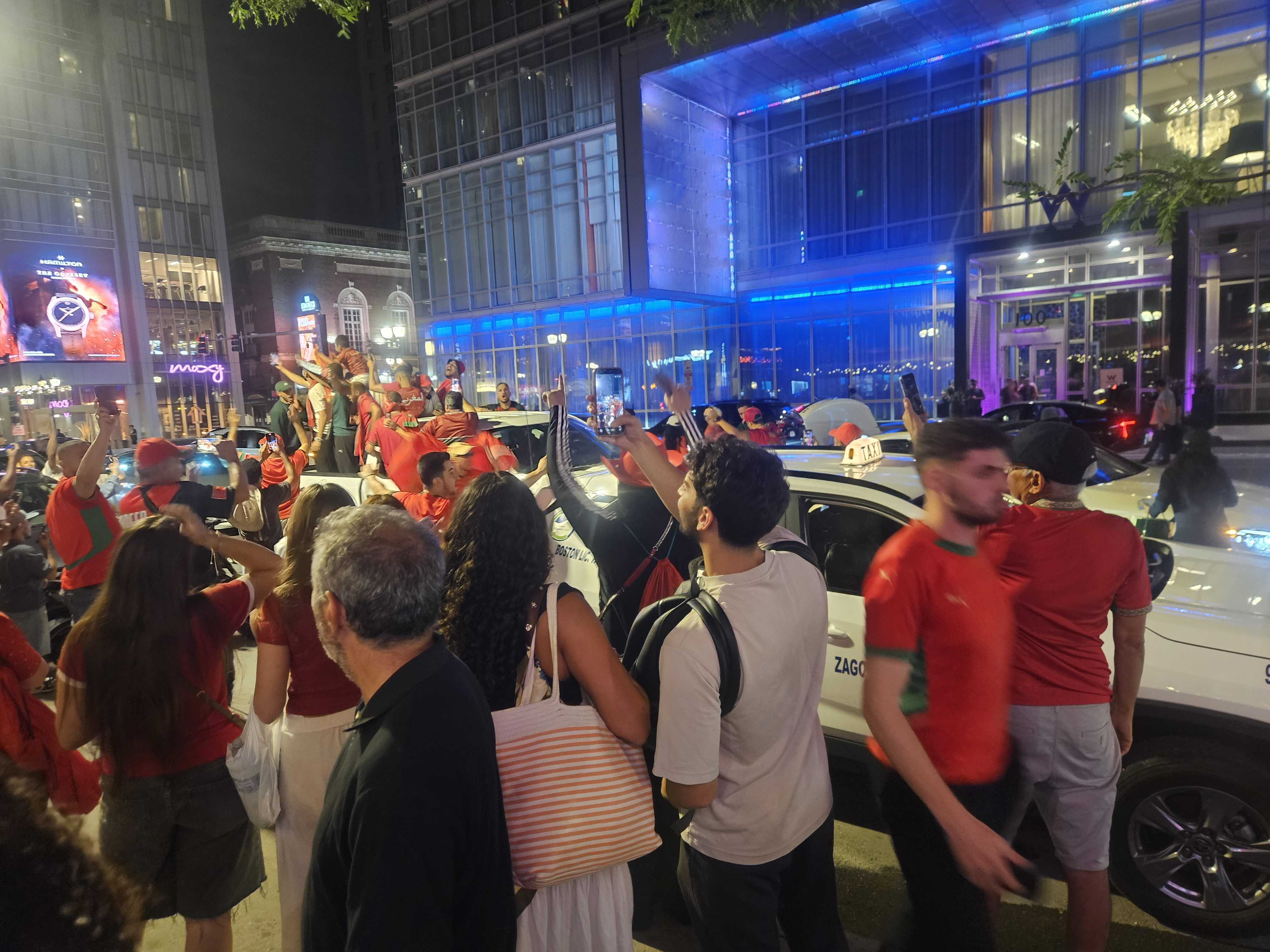 Morocco fans gather in Boston before their team's FIFA World Cup quarterfinal against France [Hafsa Adil/Al Jazeera]