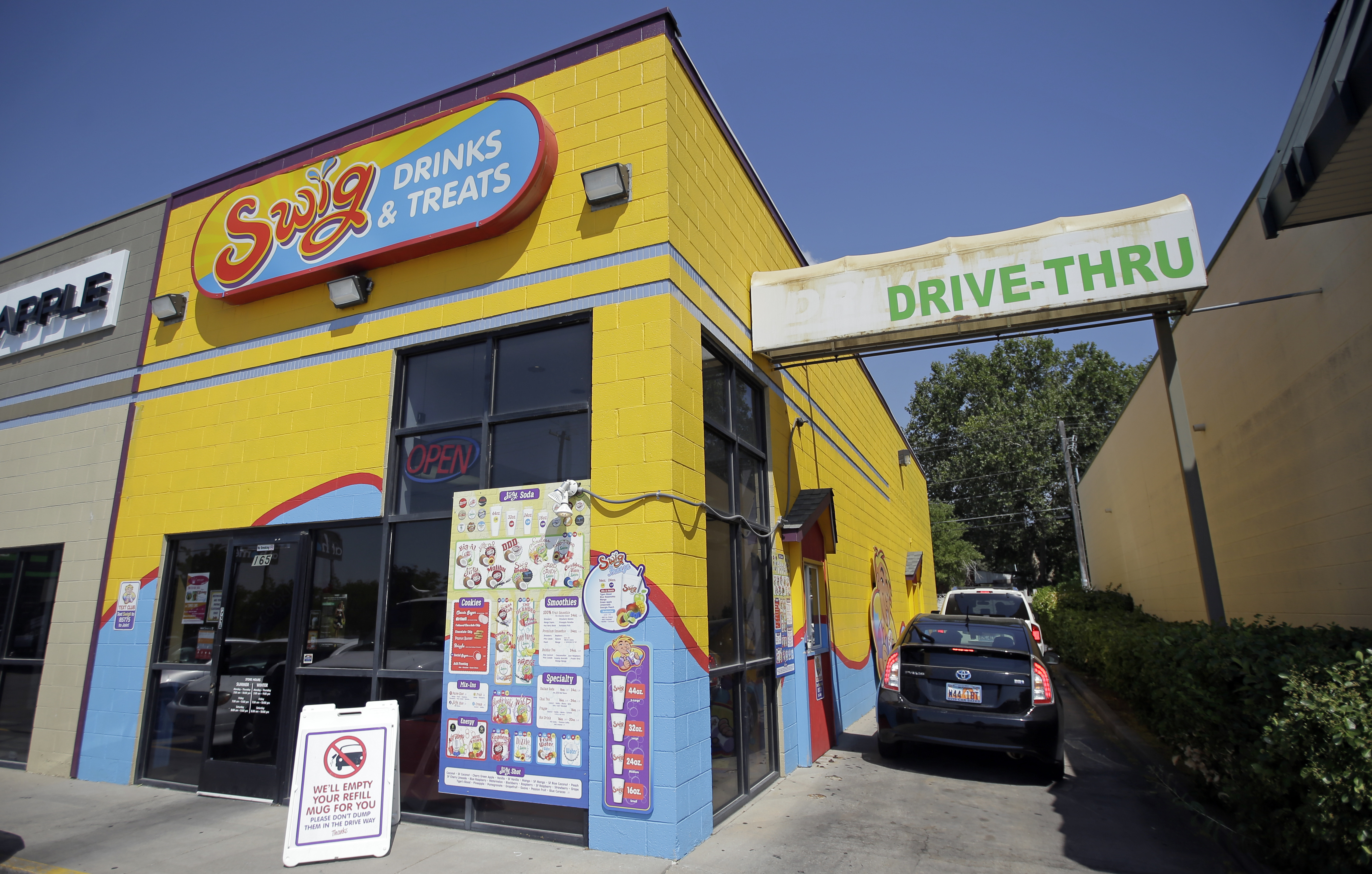 A Swig soda shop, pictured in August 2016, in Bountiful, Utah, the state where dirty soda first took off [Rick Bowmer/AP]