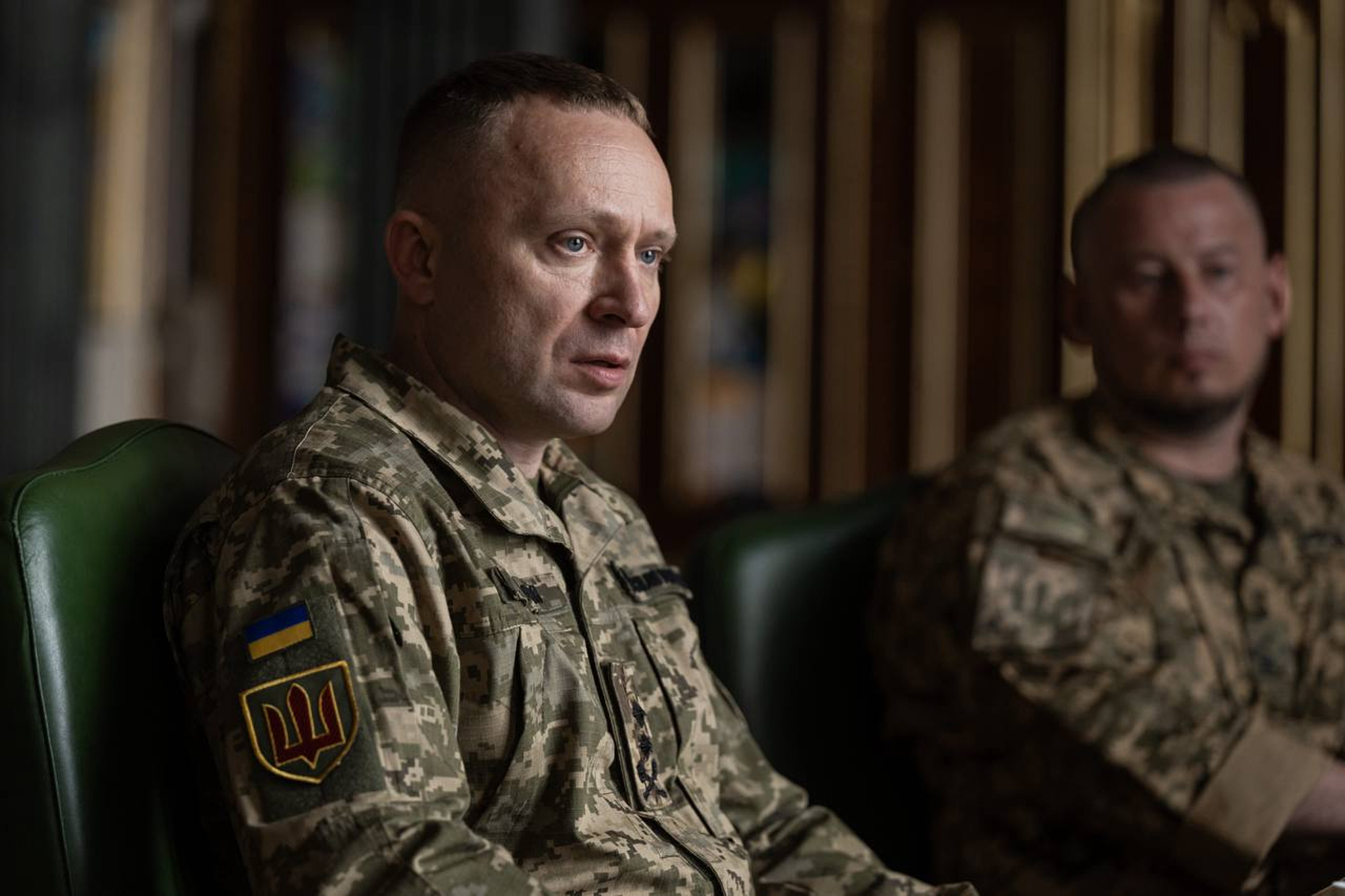 In this photo provided by the Ukrainian Presidential Press Office, new commander-in-chief of Ukraine's Armed Forces Mykhailo Drapatyi looks on during his meeting with Ukrainian President Volodymyr Zelenskyy in Kyiv, Ukraine, Monday, July 20, 2026. (Ukrainian Presidential Press Office via AP)