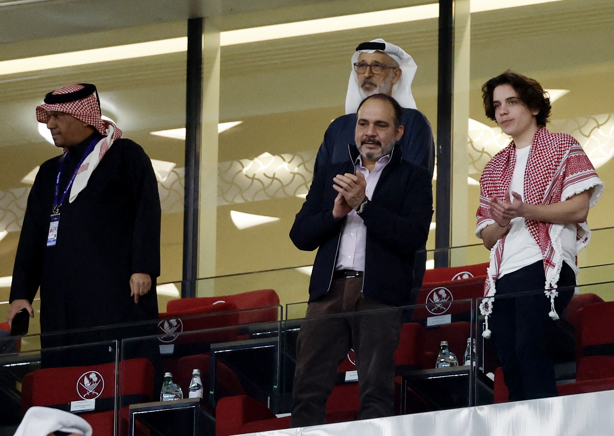 Prince Ali bin Al Hussein, President of the Jordanian Football Federation is pictured in the stands before the match