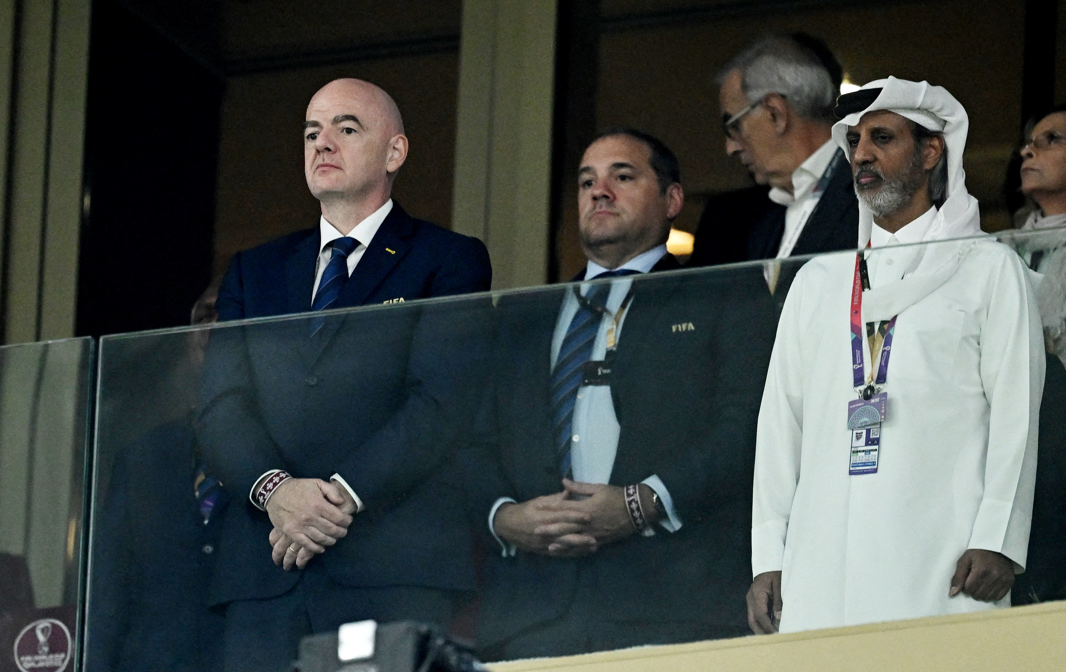 FIFA president Gianni Infantino and President of the Qatar Football Association Sheikh Hamad bin Khalifa bin Ahmed Al Thani