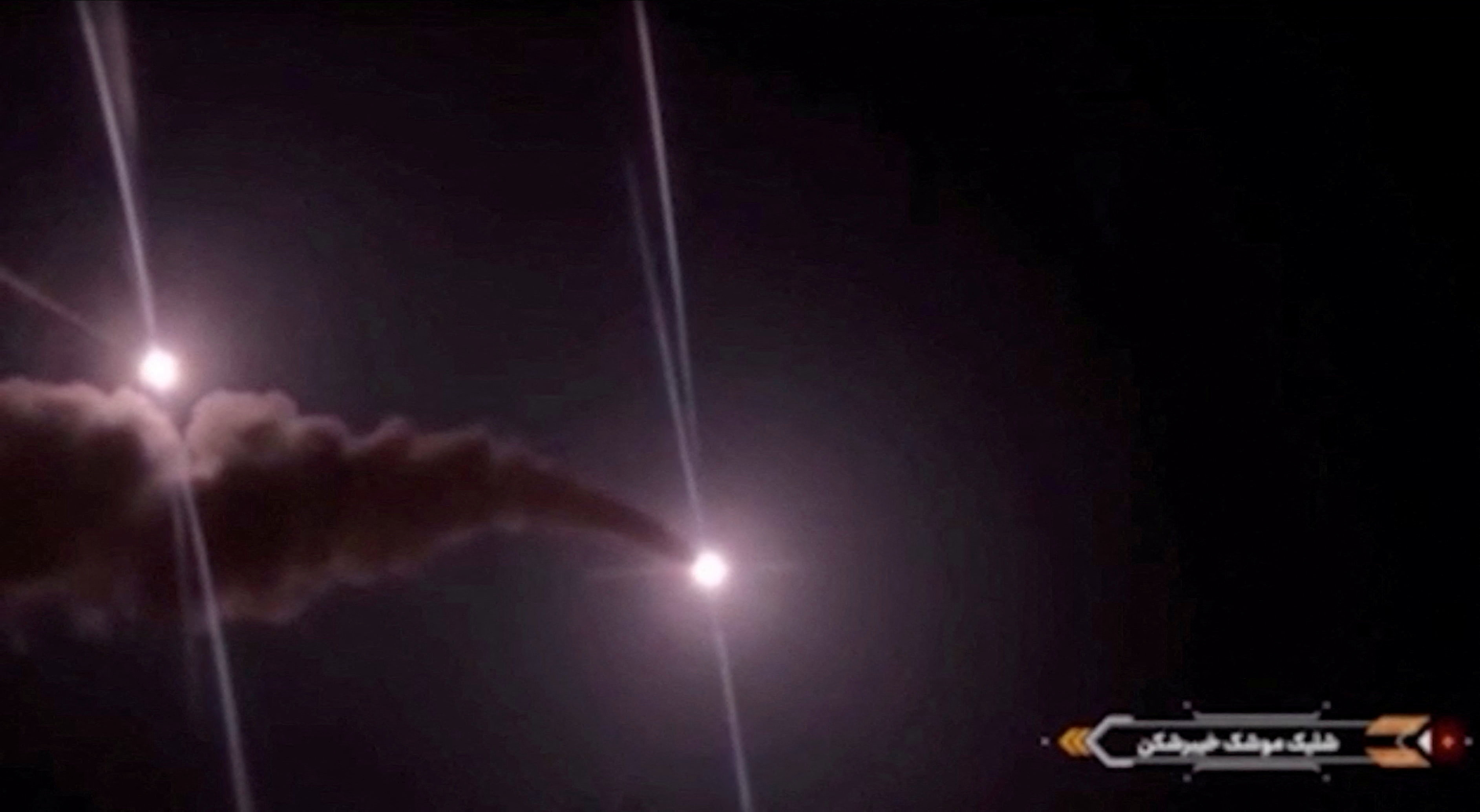 Projectiles streak across the sky in this screengrab taken from footage published by Iranian authorities purporting to show missiles launched at US military targets in Jordan from an unknown location, released on August 31, 2026. Wana News Agency via REUTERS ATTENTION EDITORS - THIS PICTURE WAS PROVIDED BY A THIRD PARTY. ISRAEL OUT. NO COMMERCIAL OR EDITORIAL SALES IN ISRAEL. NO ACCESS FOR ISRAELI MEDIA. NO USE BBC PERSIAN. NO USE VOA PERSIAN. NO USE MANOTO. NO USE IRAN INTERNATIONAL. NO USE RADIO FARDA. DIGITAL: NO USE BBC PERSIAN. NO USE VOA PERSIAN. NO USE MANOTO. NO USE IRAN INTERNATIONAL. NO USE RADIO FARDA. TPX IMAGES OF THE DAY