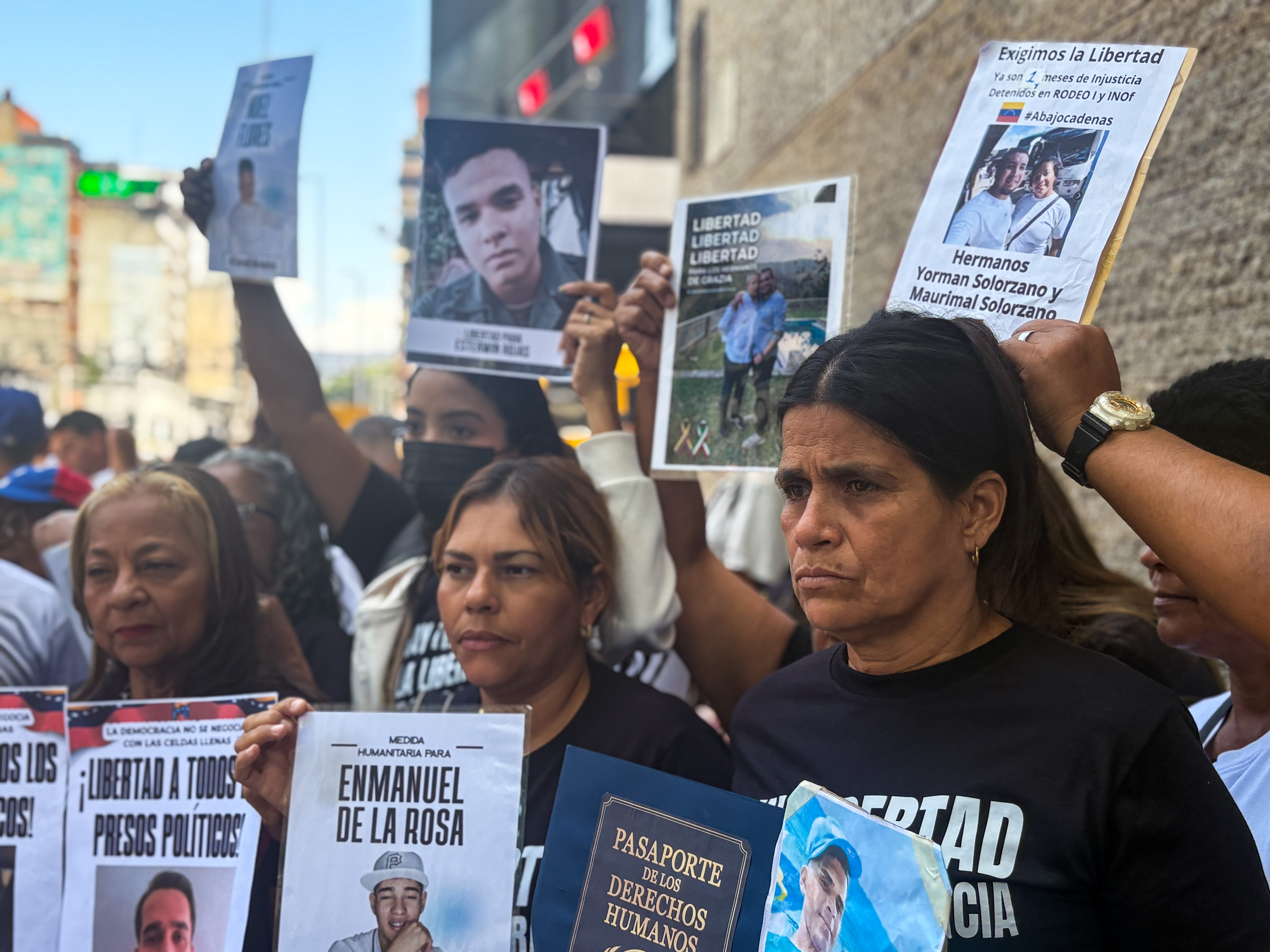 Families of political prisoners in Venezuela protested in Caracas in hopes of securing the releases of their loved ones