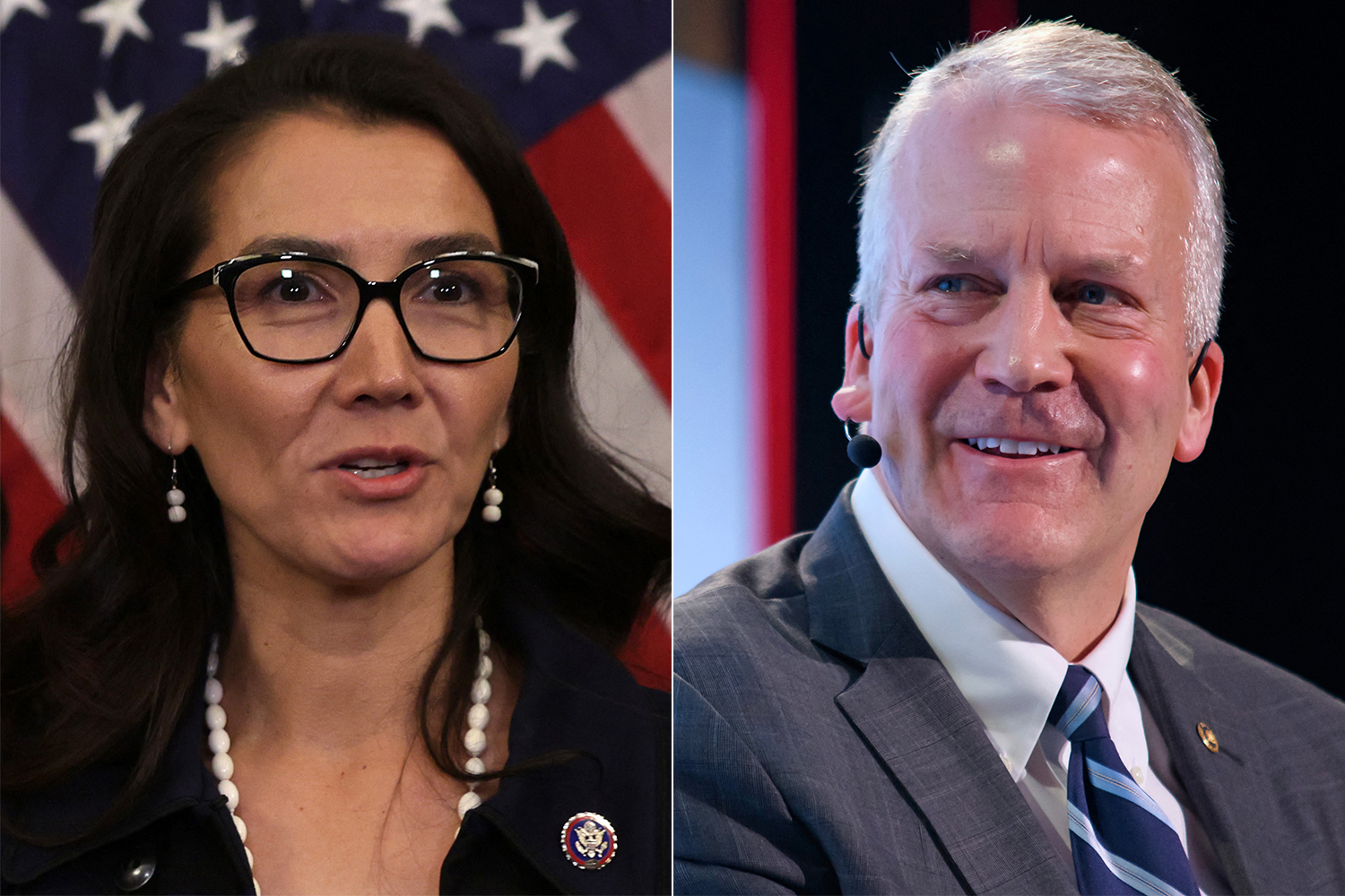 Democratic US Representative Mary Peltola and Republican US Senator Dan Sullivan [File: AFP]