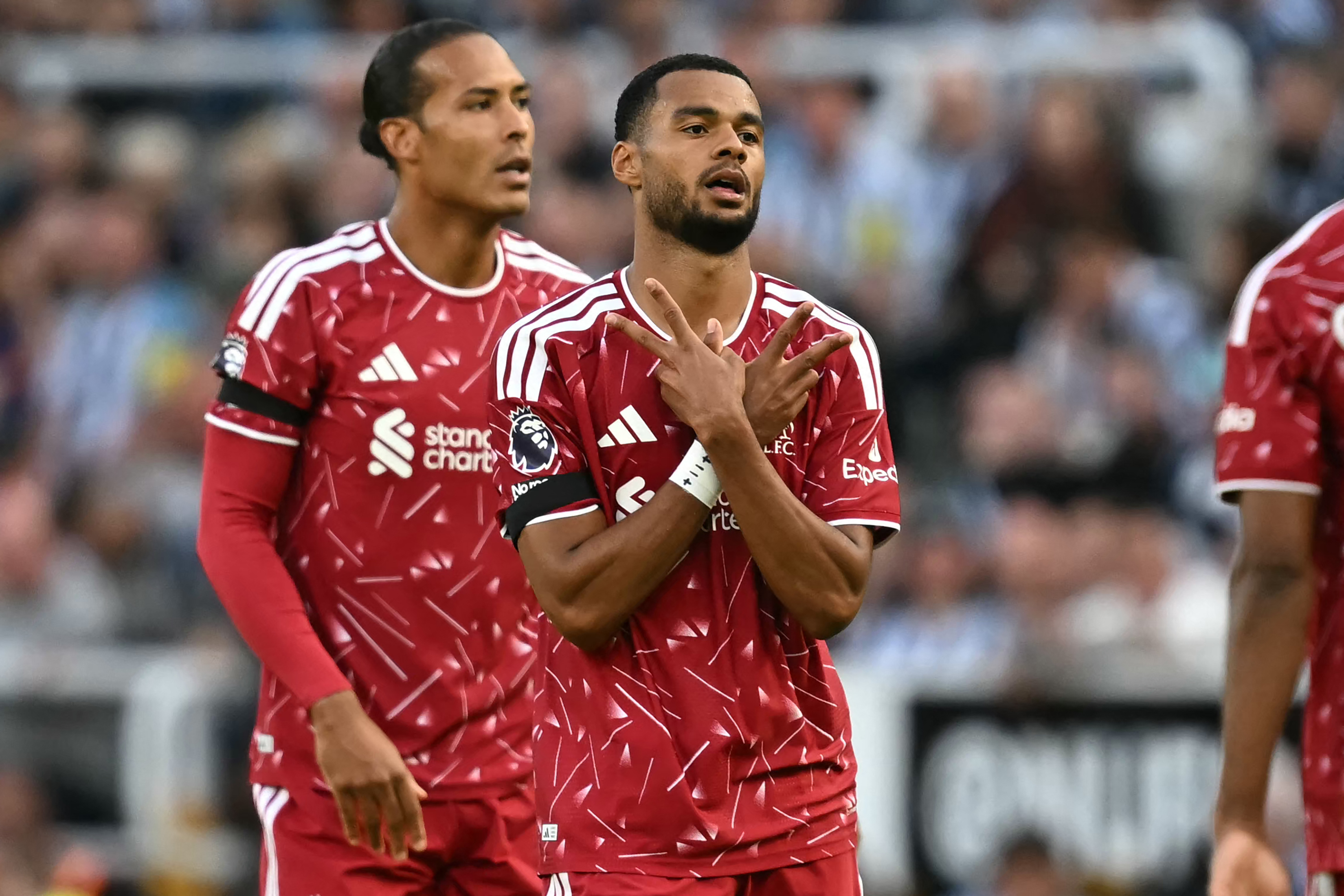 Liverpool's Dutch striker Cody Gakpo reacts