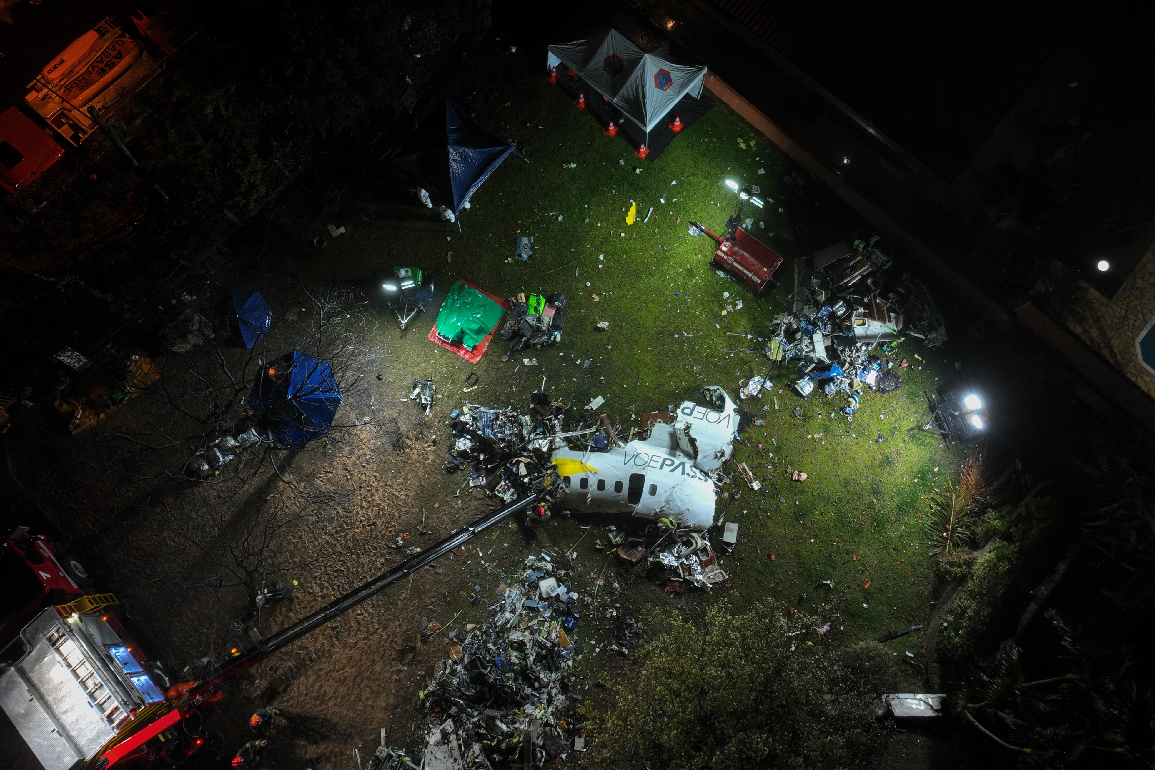 A view of the debris of a Voepass airplane that crashed