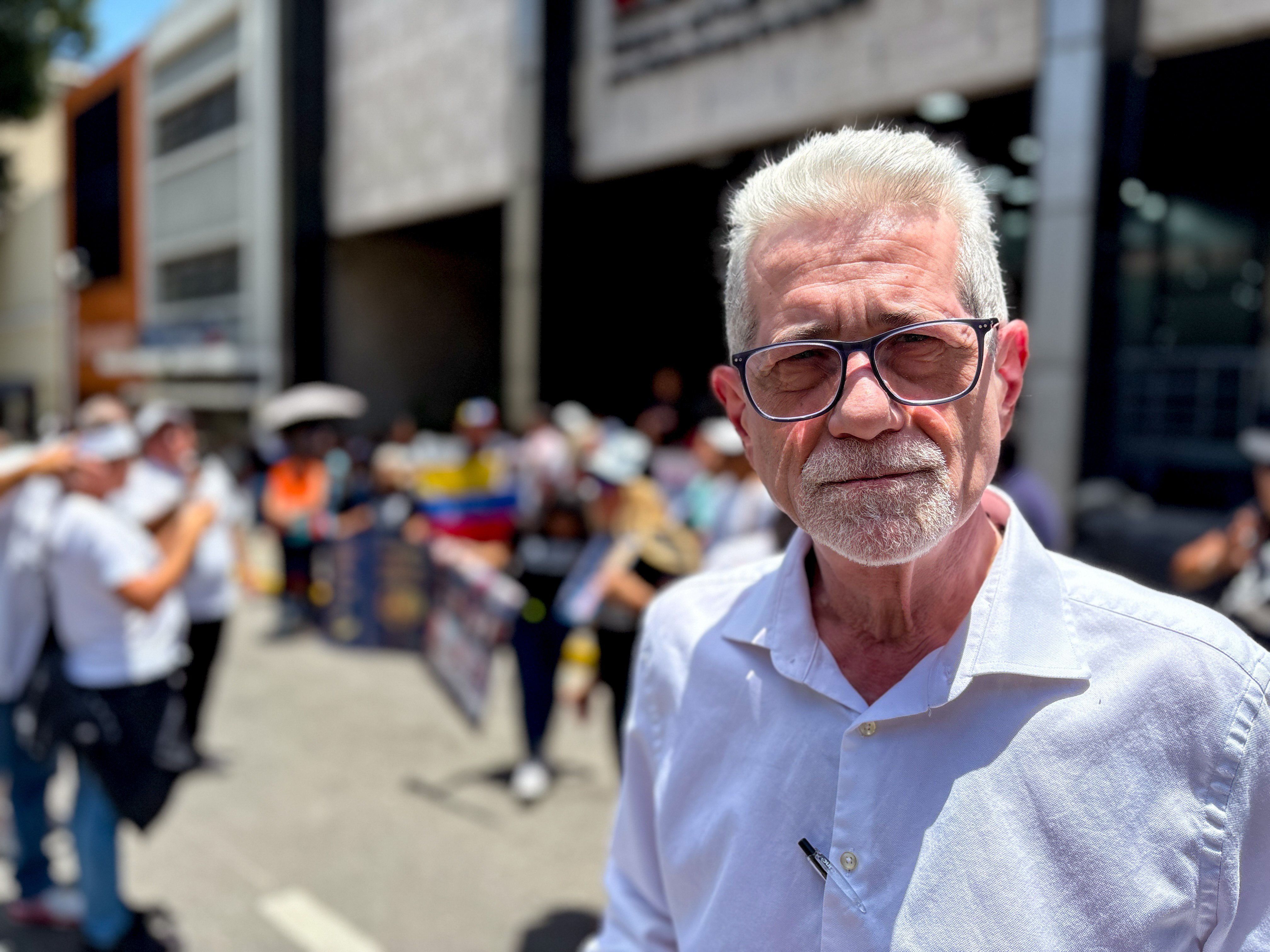 Americo de Grazia attends a political prisoners' protest during the talks between Venezuela's government and its opposition