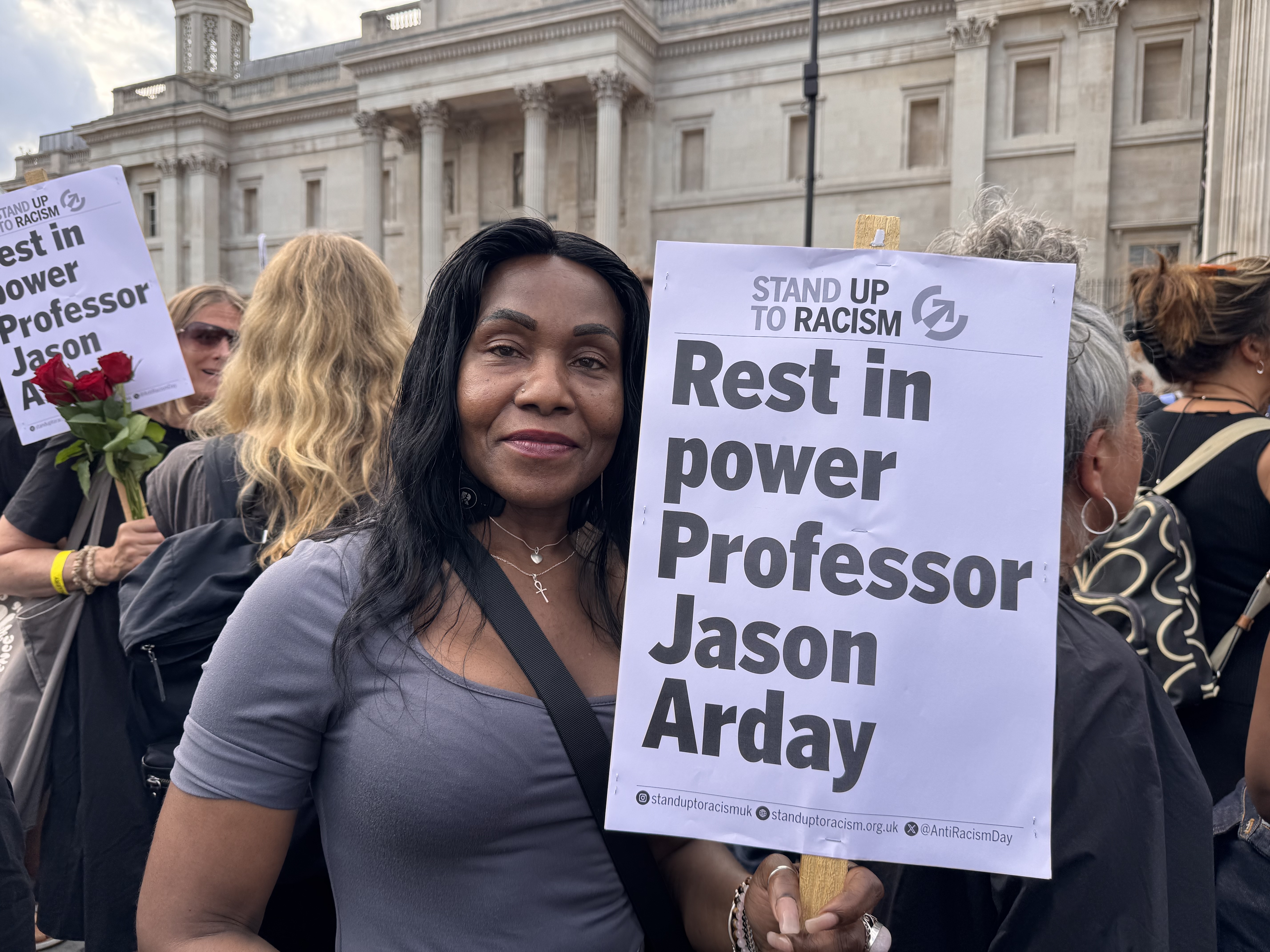 Liz Combe came with friends to the vigil for Jason Arday [Al Jazeera]