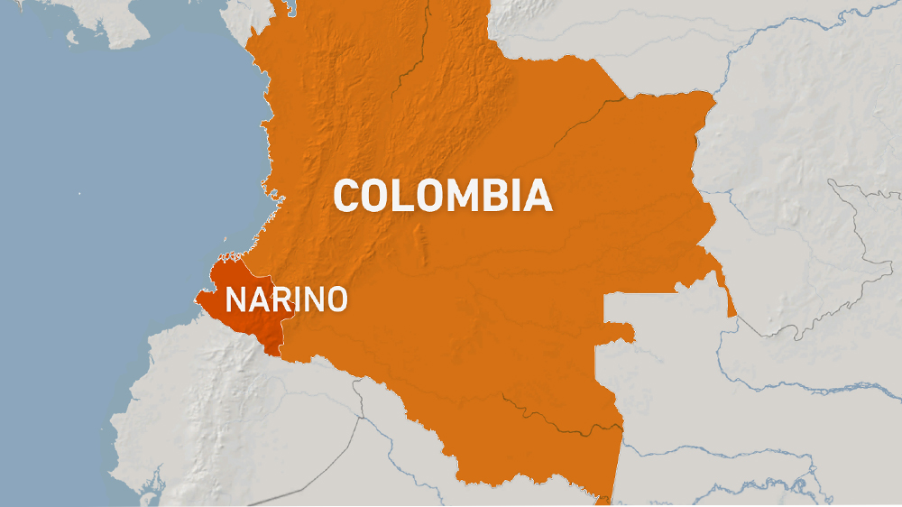 Map of Colombia showing Narino department.