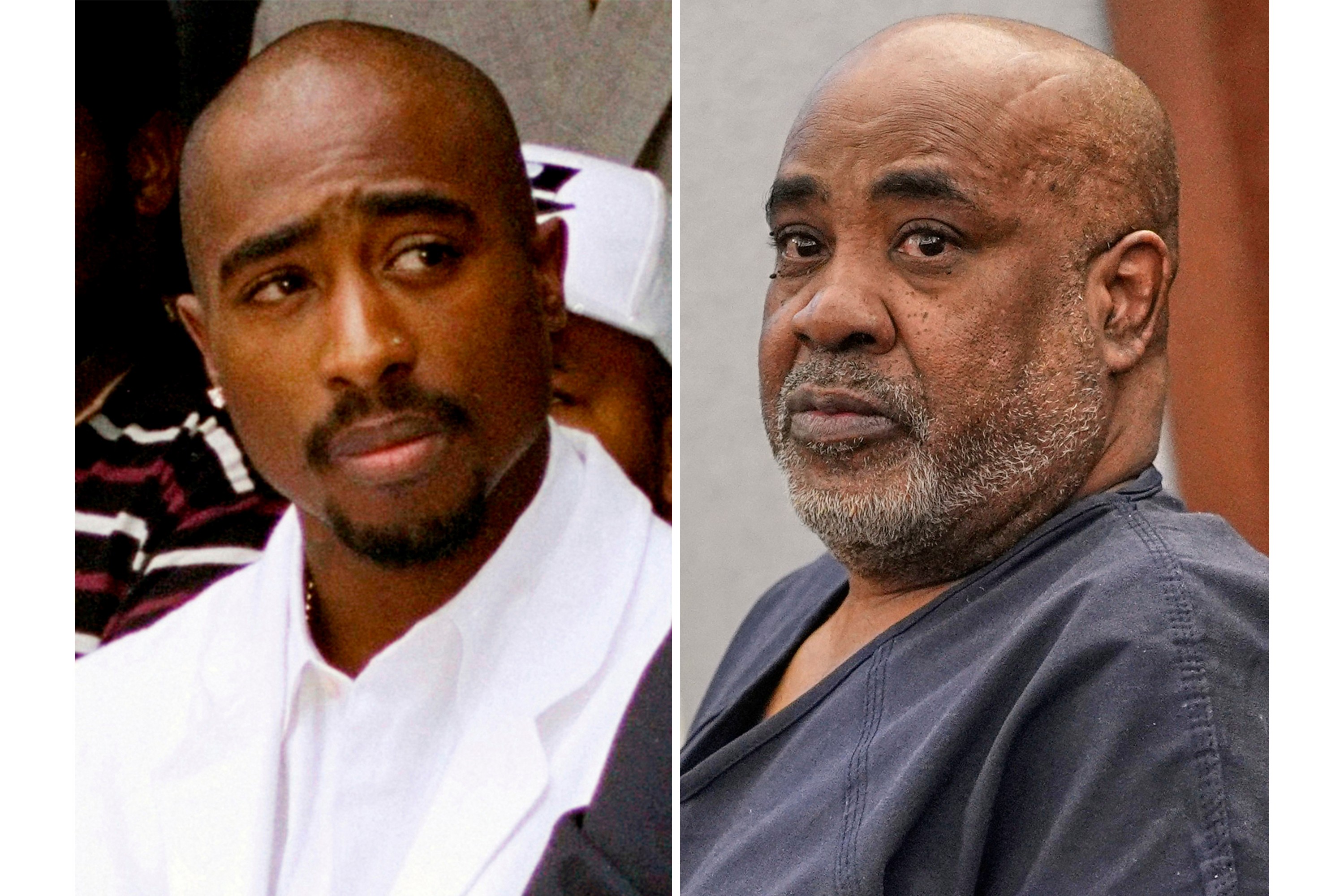 Nevada prosecutors allege that Duane Davis (right) supplied the gun and organised the killing of rapper Tupac Shakur (left). [File: AP]