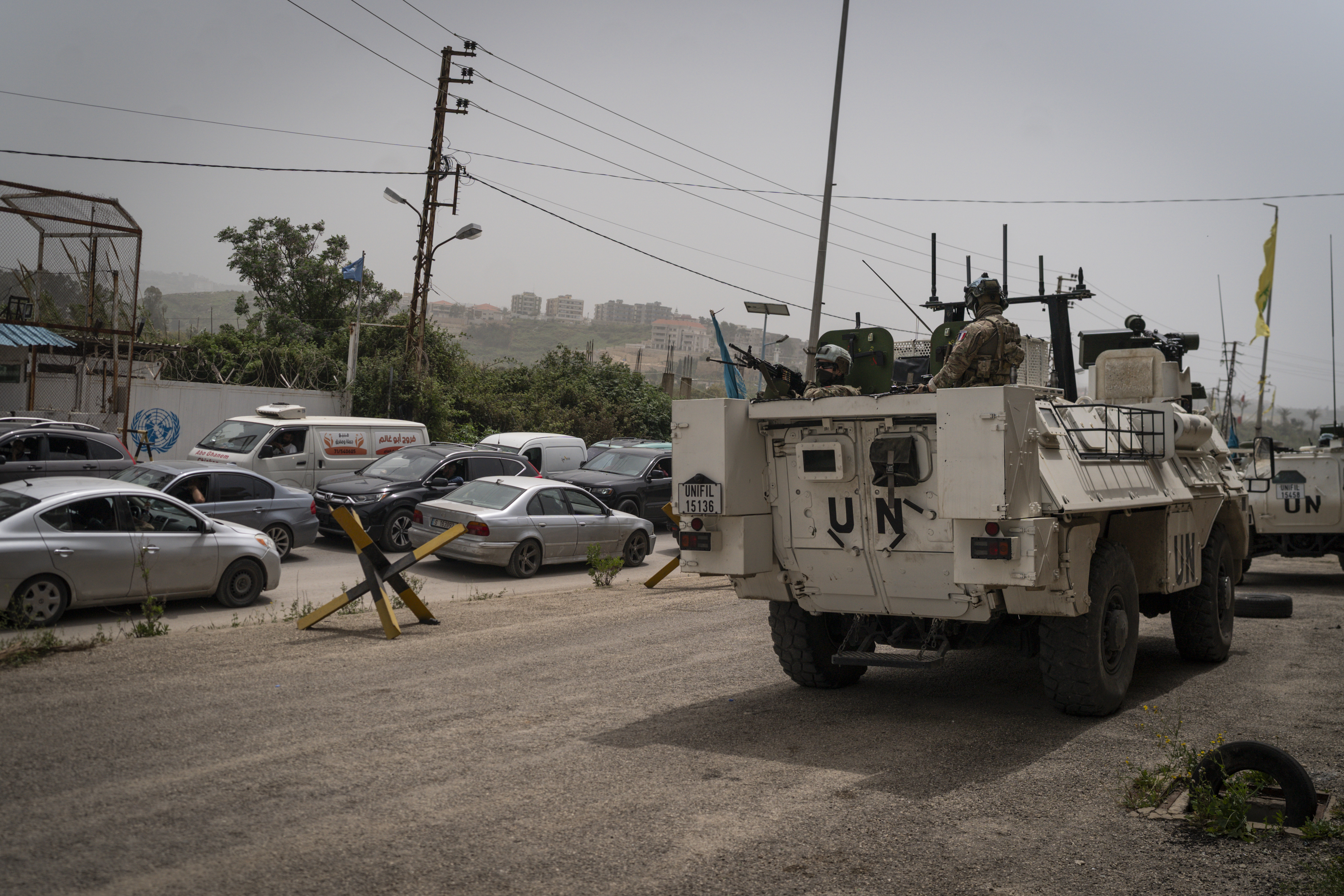 QASMIYEH, LEBANON - APRIL 18: A UNIFIL unit patrols near a bridge which citizens from the south of the country are using to cross on April 18, 2026 in Qasmiyeh, Lebanon. At 00:00 on April 17, a 10-day ceasefire took effect that is meant to pause fighting between Israeli forces and the Lebanese militant group Hezbollah. The agreement was announced the night before by U.S. President Donald Trump and described as a ceasefire between Israel and Lebanon; Hezbollah acknowledged the ceasefire but did not directly confirm it would abide by it. (Photo by Adri Salido/Getty Images)
