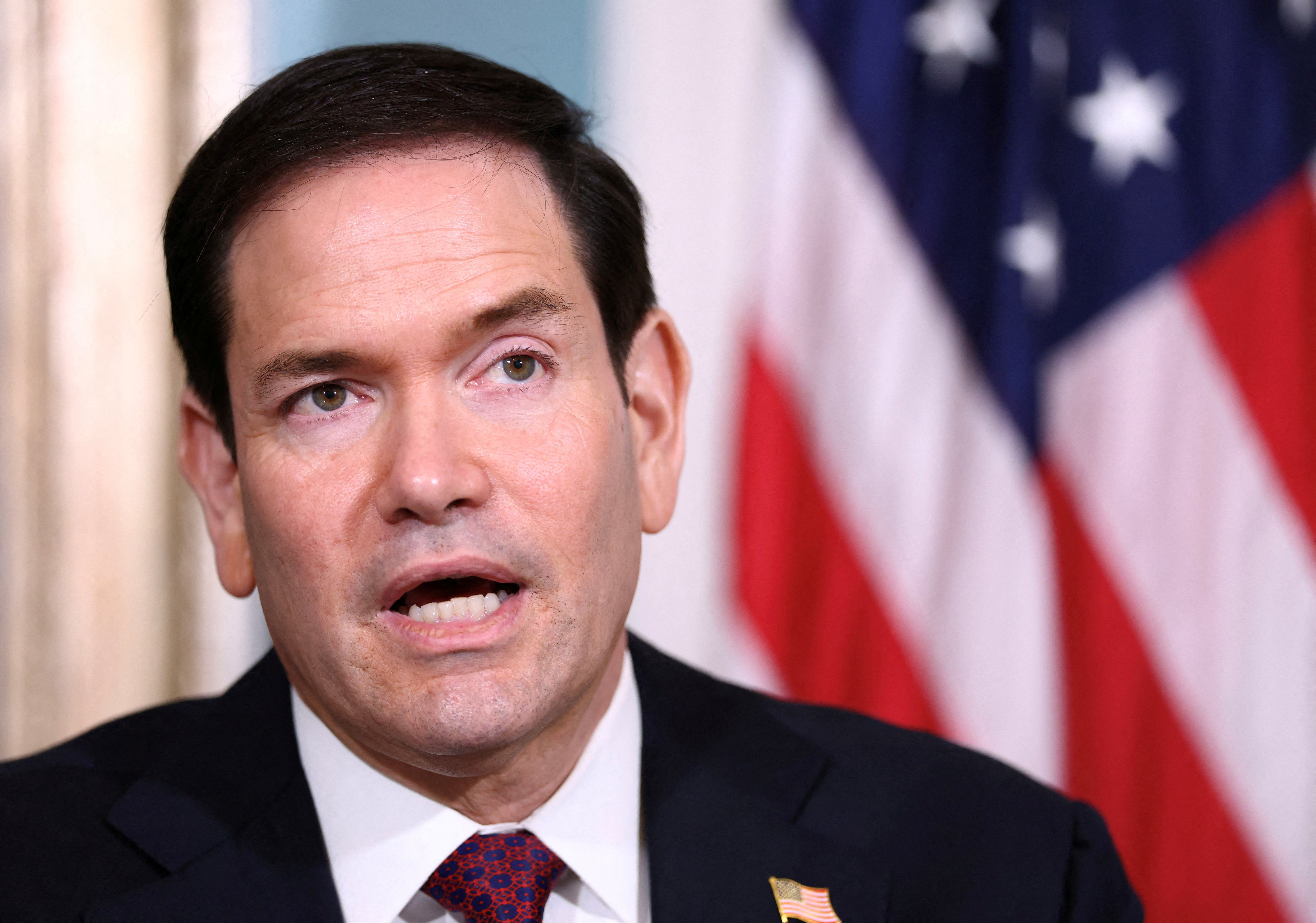 FILE PHOTO: U.S. Secretary of State Marco Rubio speaks during a memorandum of understanding signing ceremony with Paraguayan Vice President Pedro Alliana on strategic civil nuclear cooperation, at the State Department in Washington, D.C., U.S., August 4, 2026. REUTERS/Kevin Lamarque/File Photo