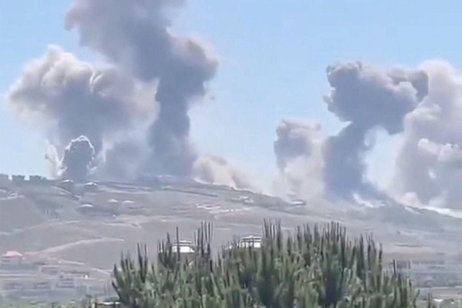 Smoke rises following strikes on Ali al-Taher ridge in Nabatieh, Lebanon, in this screen grab obtained from a social media video released on August 22, 2026. Social Media/via REUTERS THIS IMAGE HAS BEEN SUPPLIED BY A THIRD PARTY. NO RESALES. NO ARCHIVES. NEWS USE ONLY.